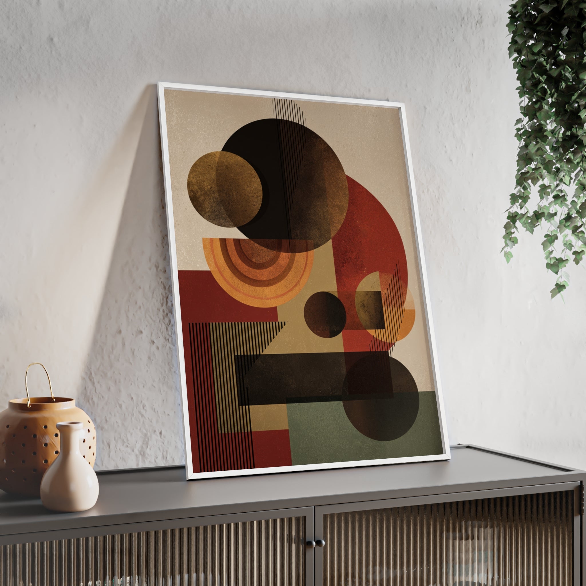 Künstlerisches Geometrisches Poster im Holzrahmen | Moderne Wohnraumdeko, Wandkunst, Geschenk für Kunstliebhaber, Minimalistische Kunst