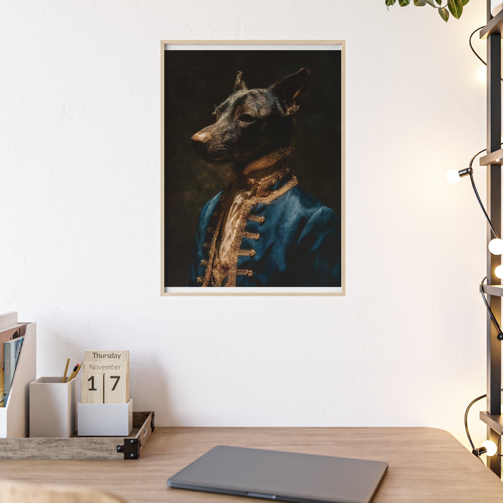 Elegant Framed Dog Portrait, Stylish Wall Decor for Dog Lovers, Unique Gift for Pet Owners, Home Decoration, Modern Art