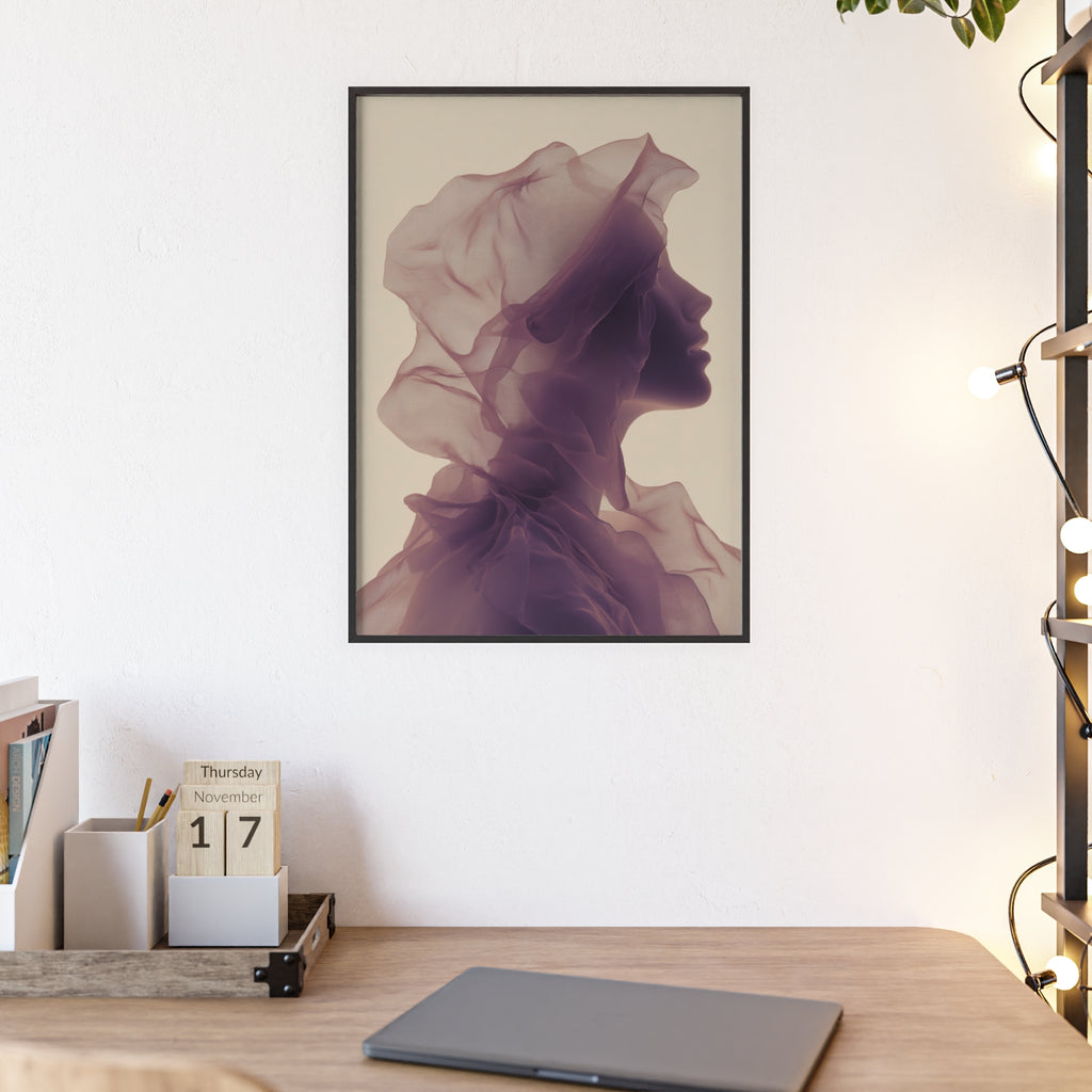 Between Dreams and Skin | Futuristisches Boho Kunstposter im Holzrahmen | Moderne Wanddeko für Wohnzimmer, Schlafzimmer & Büro