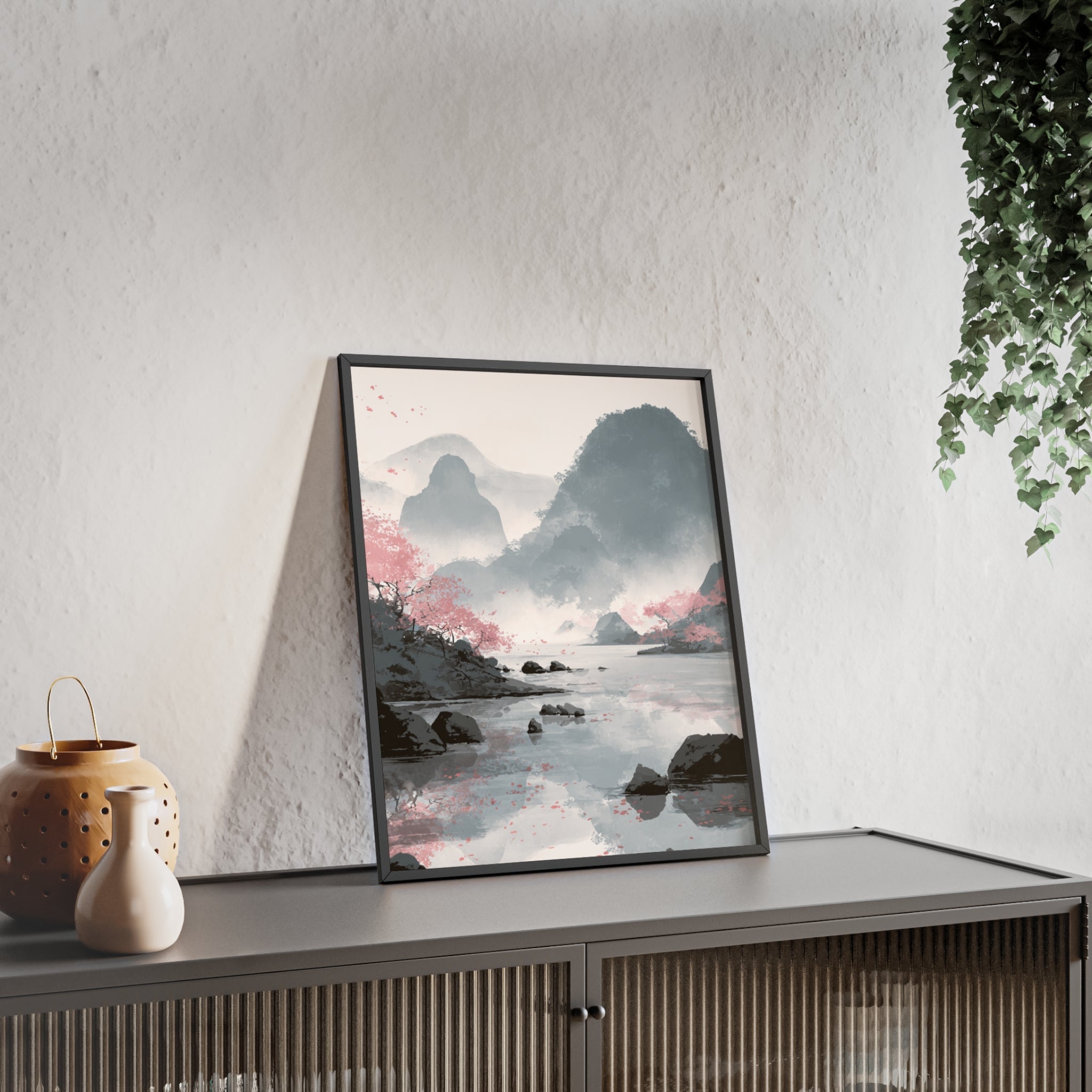 Magische Kirschblüten Landschaft Poster | Japanische Wanddeko, Kunstdruck für Wohnzimmer und Büro, Poster Wanddeko