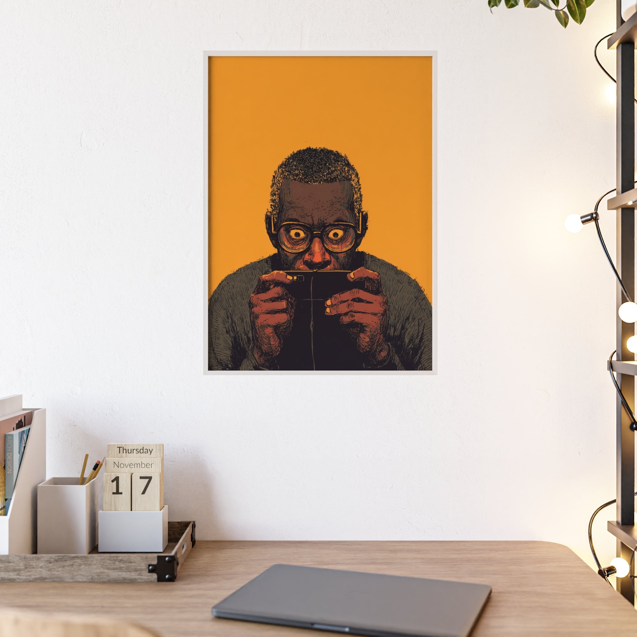 Comic Man Poster mit gelbem Hintergrund | Pop Art Wanddeko, Moderne Wandkunst, Street Art Style, Wanddeko Poster