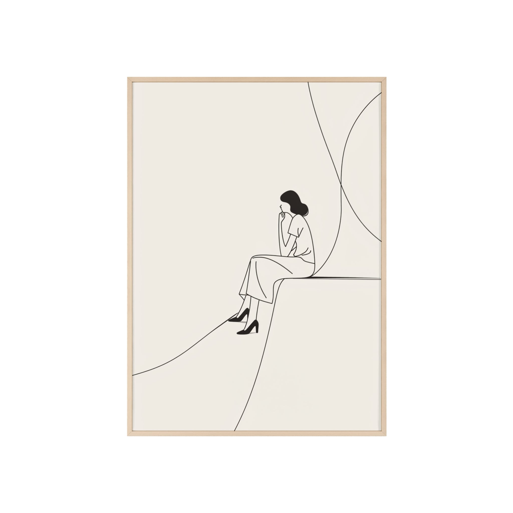 Minimalist Framed Art Print, Modern Wall Decor, Female Line Drawing, Elegant Home Art, Gift for Her