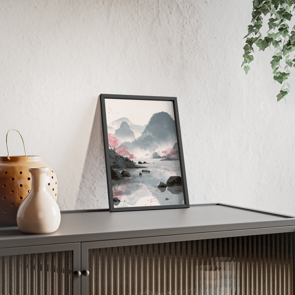 Magische Kirschblüten Landschaft Poster | Japanische Wanddeko, Kunstdruck für Wohnzimmer und Büro, Poster Wanddeko