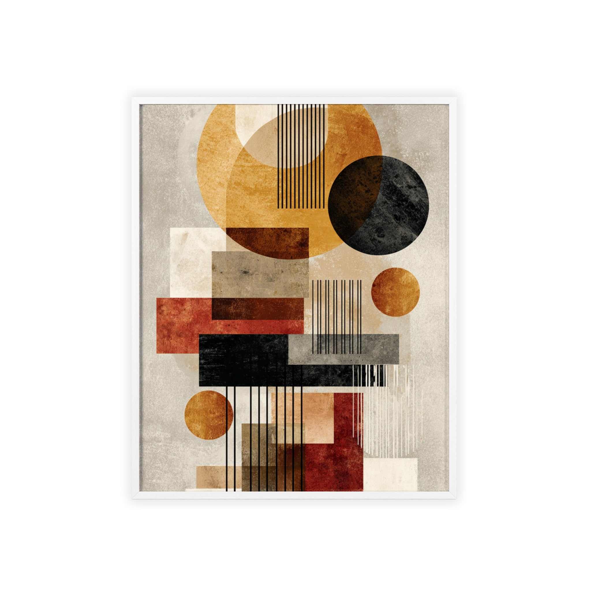 Boho Poster im Holzrahmen | Moderne Boho Wandkunst, Geometrische Wohnraumdeko, Geschenk für Kunstliebhaber, Abstraktes Design