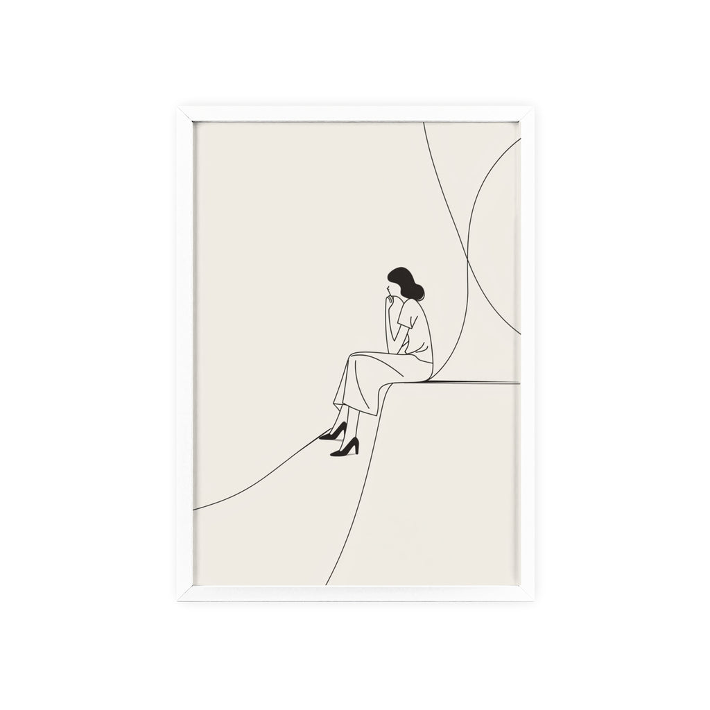 Minimalist Framed Art Print, Modern Wall Decor, Female Line Drawing, Elegant Home Art, Gift for Her