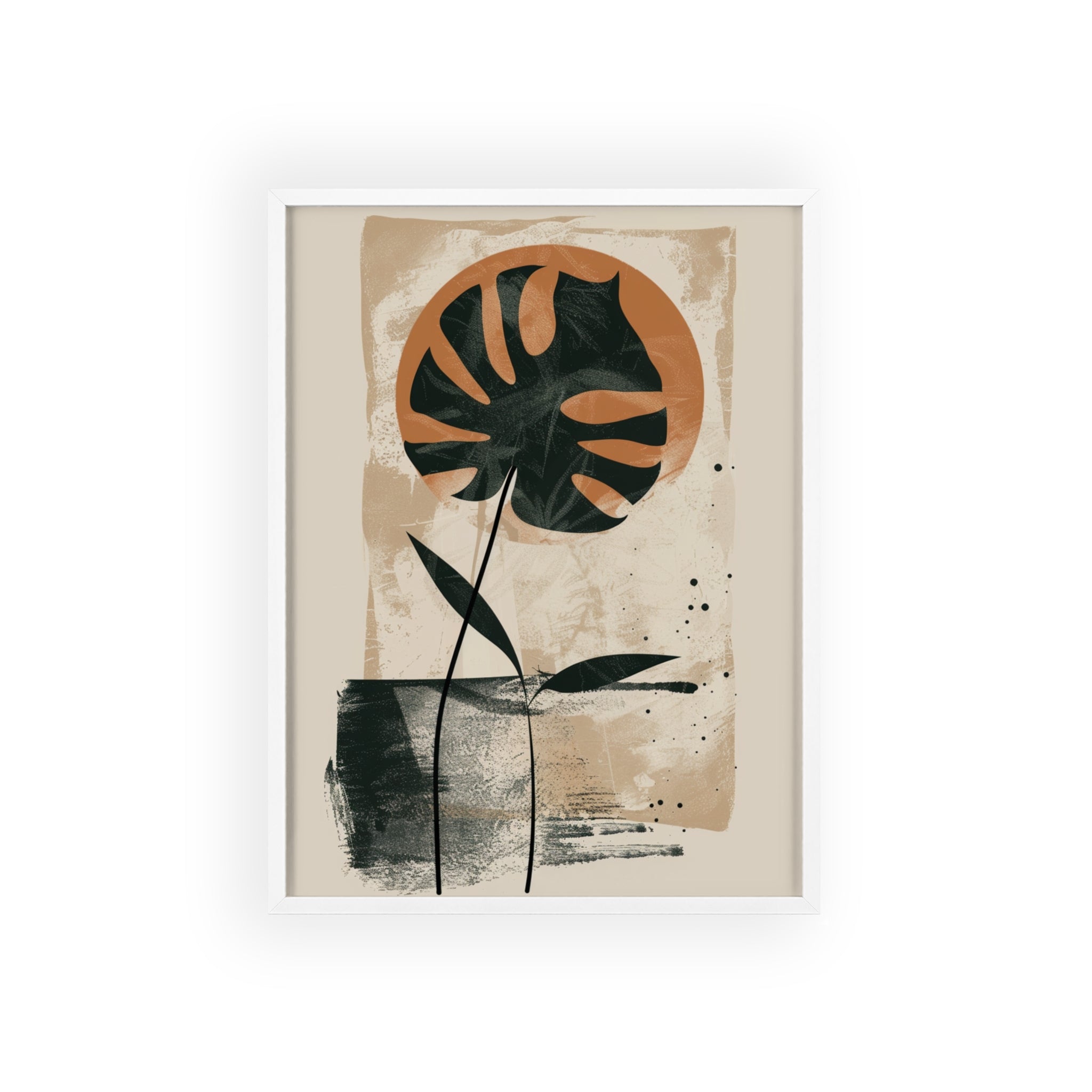 Modern Botanical Art Poster with Wooden Frame, Wall Decor, Minimalist Home Accent, Gift for Plant Lovers, Living Room Decor