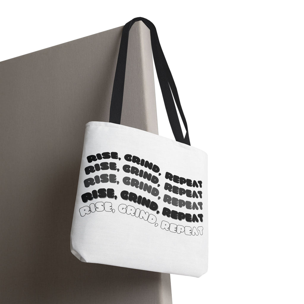 Motivierende Tote Bag - Stofftasche mit Spruch Rise Grind Repeat | Einkaufstasche Geschenk für Frauen, Studenten & Alltag