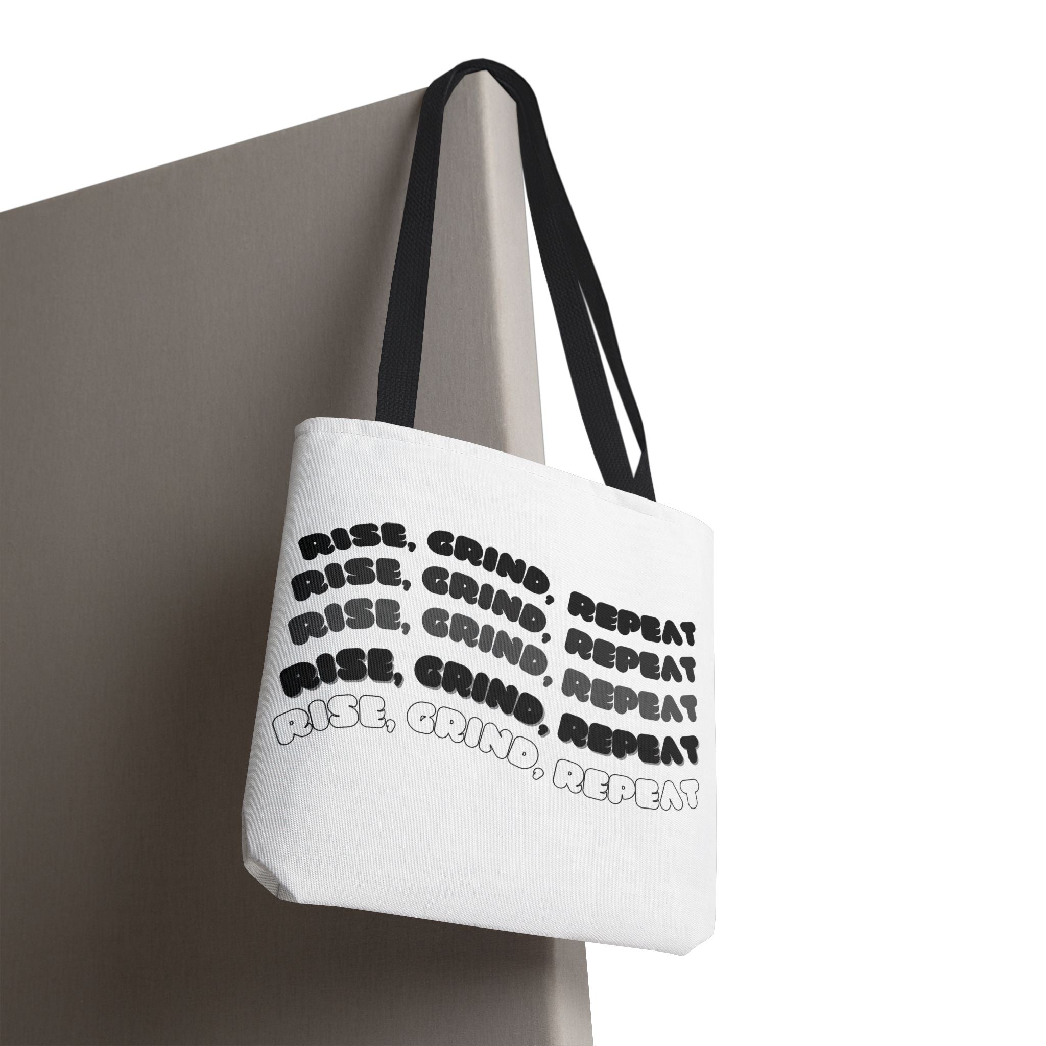 Motivierende Tote Bag - Stofftasche mit Spruch Rise Grind Repeat | Einkaufstasche Geschenk für Frauen, Studenten & Alltag