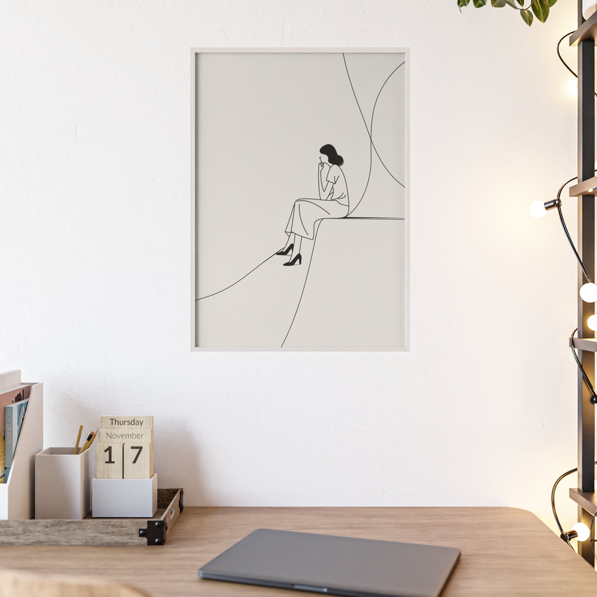 Minimalist Framed Art Print, Modern Wall Decor, Female Line Drawing, Elegant Home Art, Gift for Her