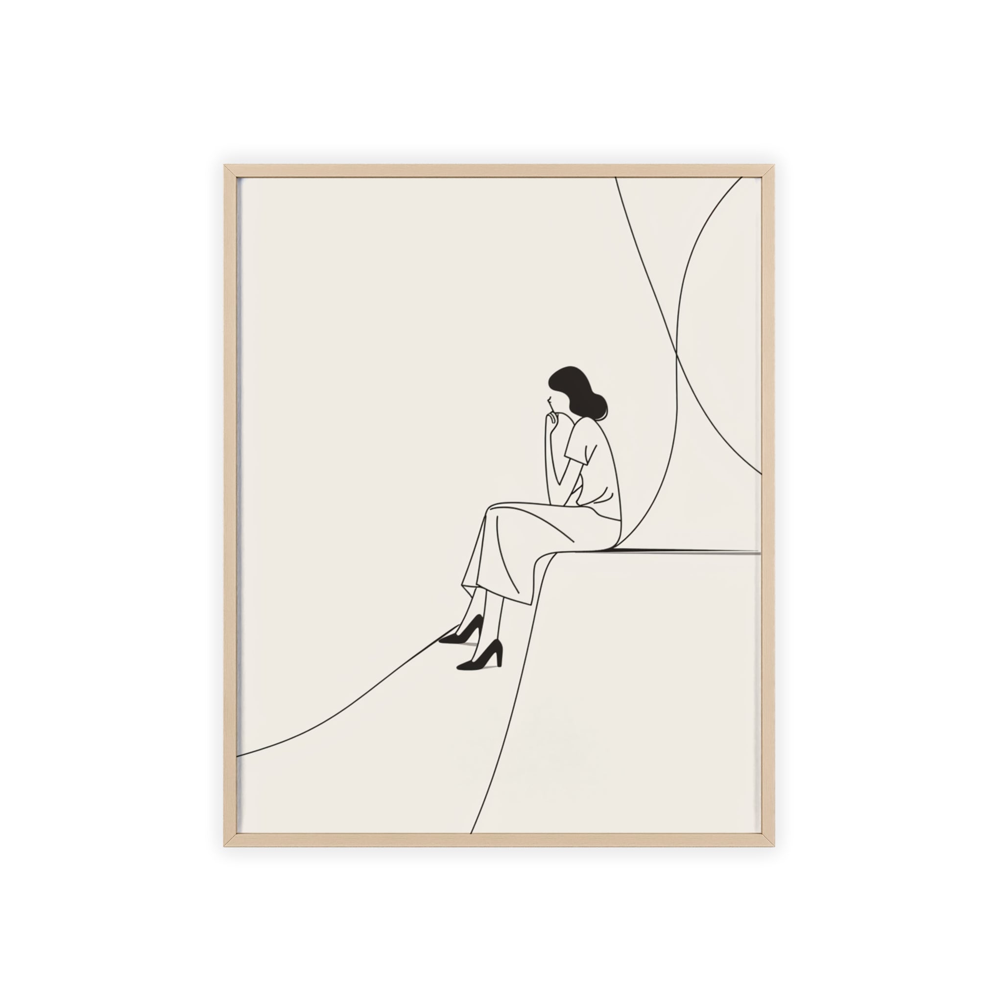 Minimalist Framed Art Print, Modern Wall Decor, Female Line Drawing, Elegant Home Art, Gift for Her