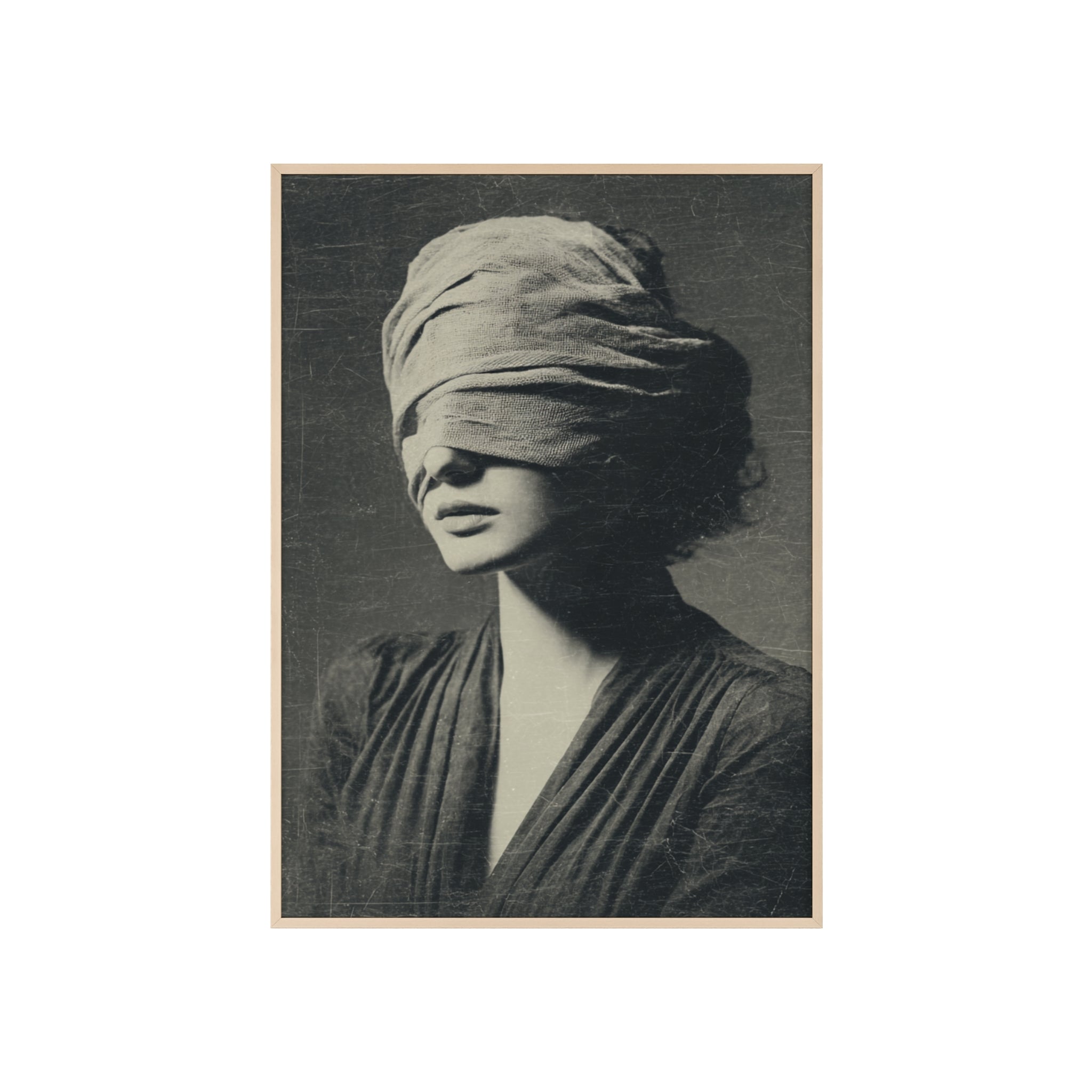 Mystisches Frauenportrait Kunstposter im Holzrahmen | Moderne Wanddeko, Minimalistisches Wohnzimmer & Büro, Boho Wandkunst