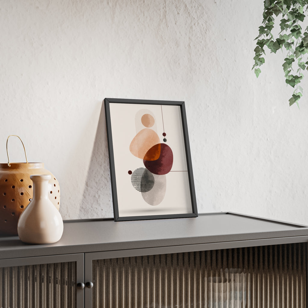 Modernes Abstraktes Kunstposter mit Holzrahmen | Boho Wanddeko | Minimalistische Wohnkultur | Galerie-Wandkunst | Einzigartiges Geschenk