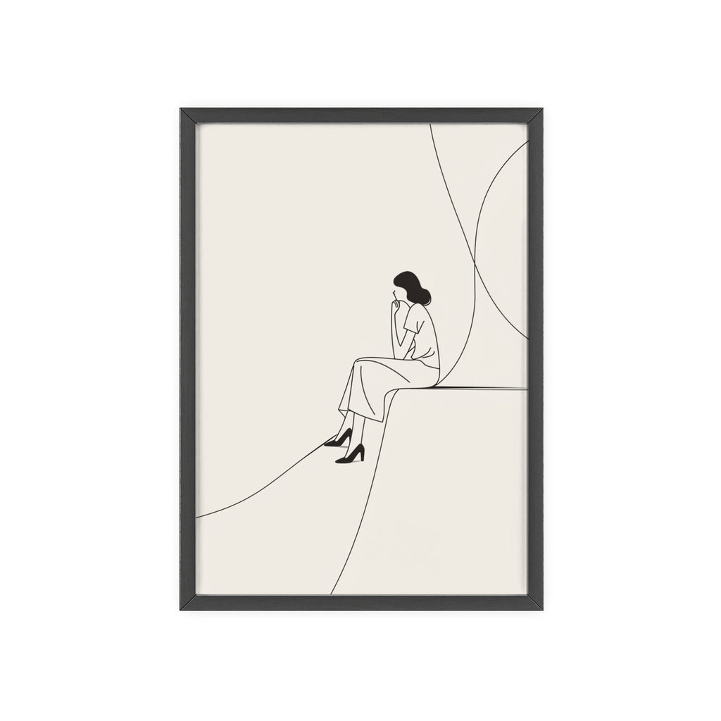 Minimalist Framed Art Print, Modern Wall Decor, Female Line Drawing, Elegant Home Art, Gift for Her