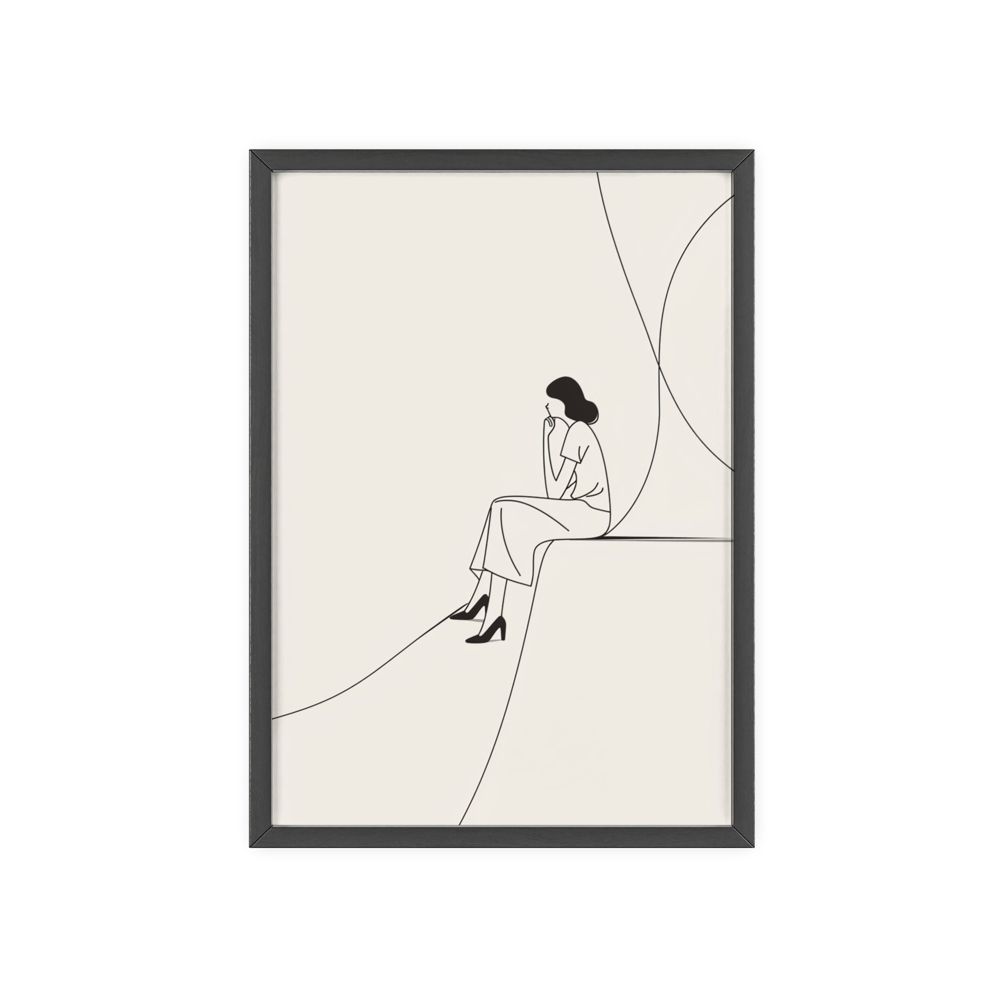Minimalist Framed Art Print, Modern Wall Decor, Female Line Drawing, Elegant Home Art, Gift for Her