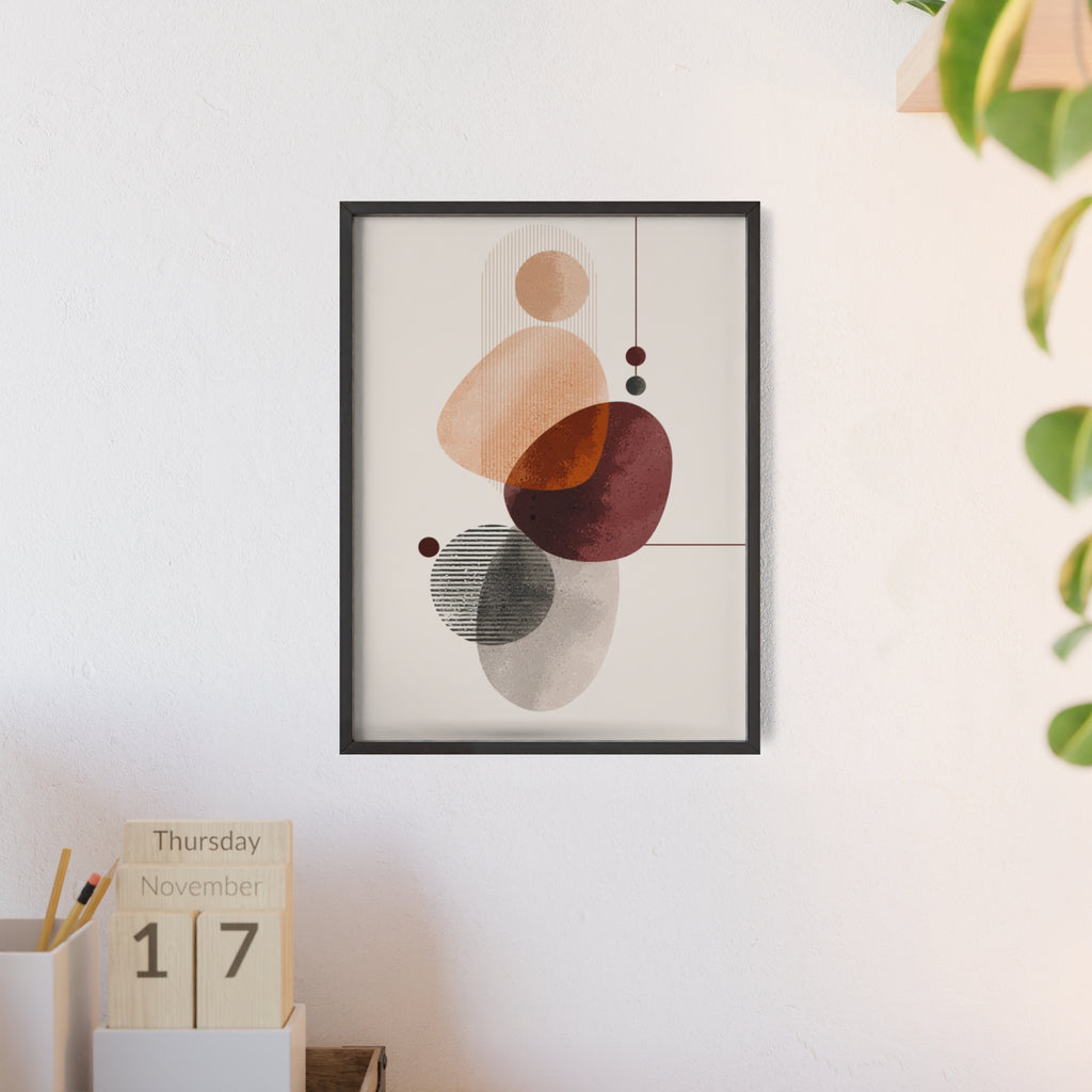 Modernes Abstraktes Kunstposter mit Holzrahmen | Boho Wanddeko | Minimalistische Wohnkultur | Galerie-Wandkunst | Einzigartiges Geschenk