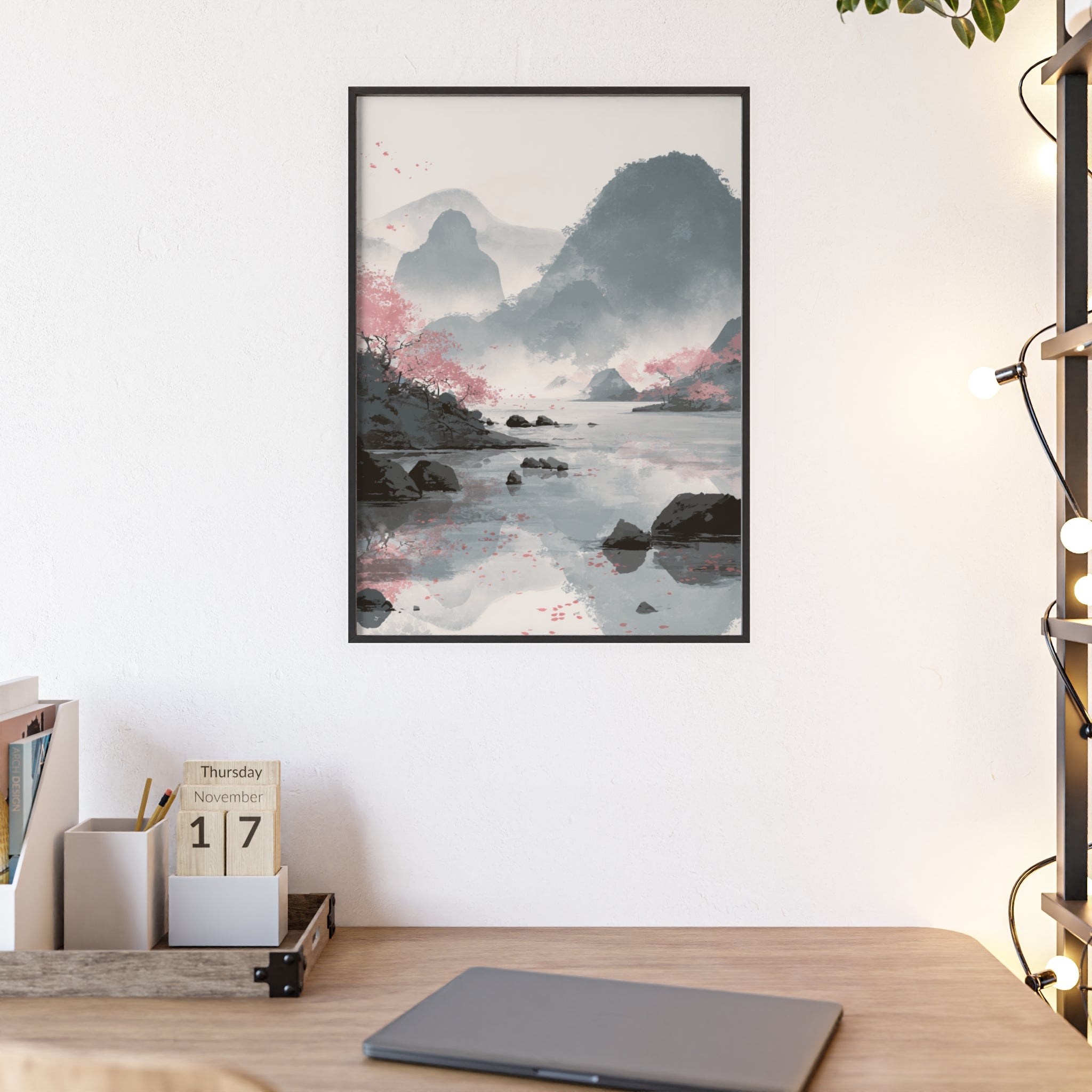 Magische Kirschblüten Landschaft Poster | Japanische Wanddeko, Kunstdruck für Wohnzimmer und Büro, Poster Wanddeko