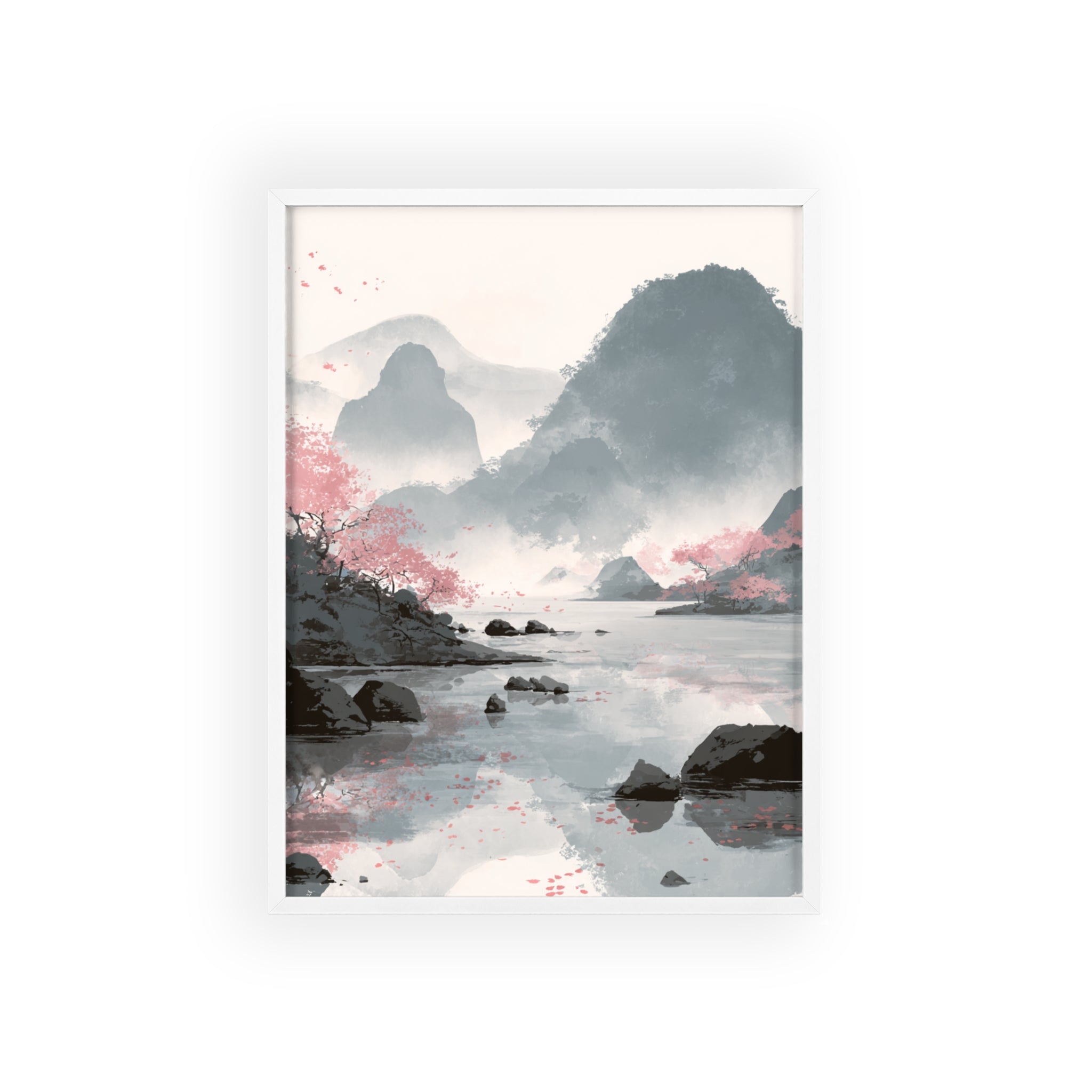 Magische Kirschblüten Landschaft Poster | Japanische Wanddeko, Kunstdruck für Wohnzimmer und Büro, Poster Wanddeko