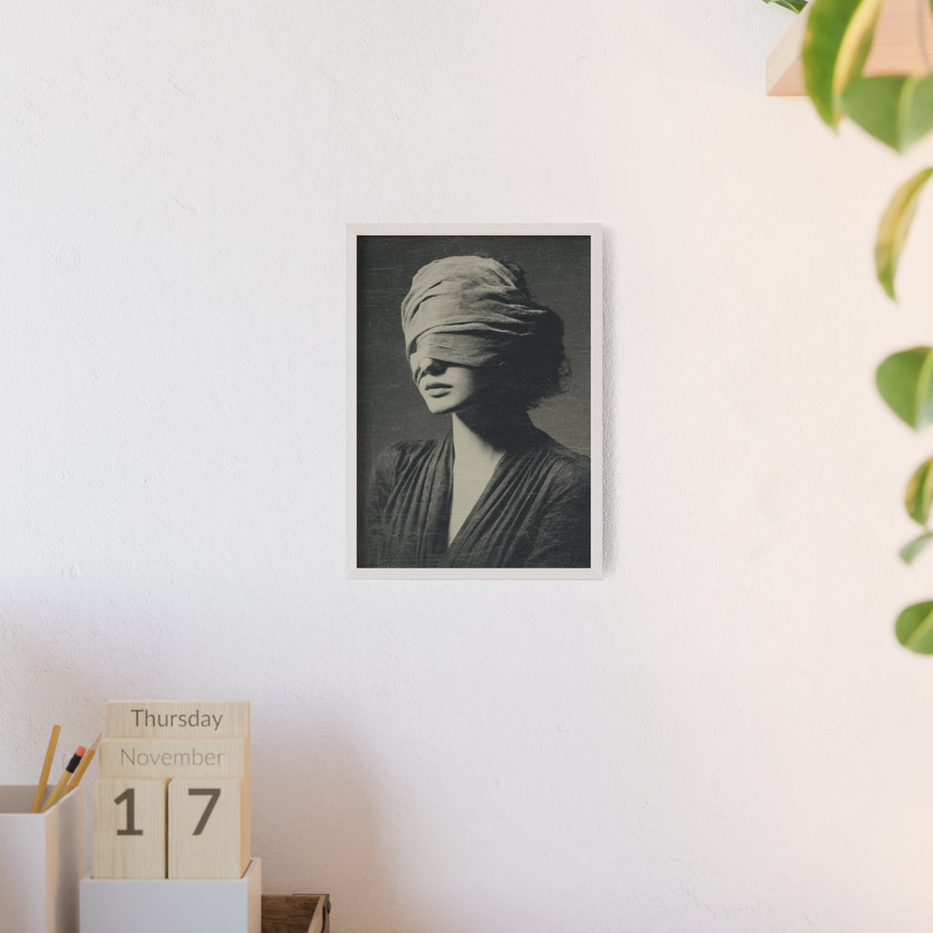 Mystisches Frauenportrait Kunstposter im Holzrahmen | Moderne Wanddeko, Minimalistisches Wohnzimmer & Büro, Boho Wandkunst
