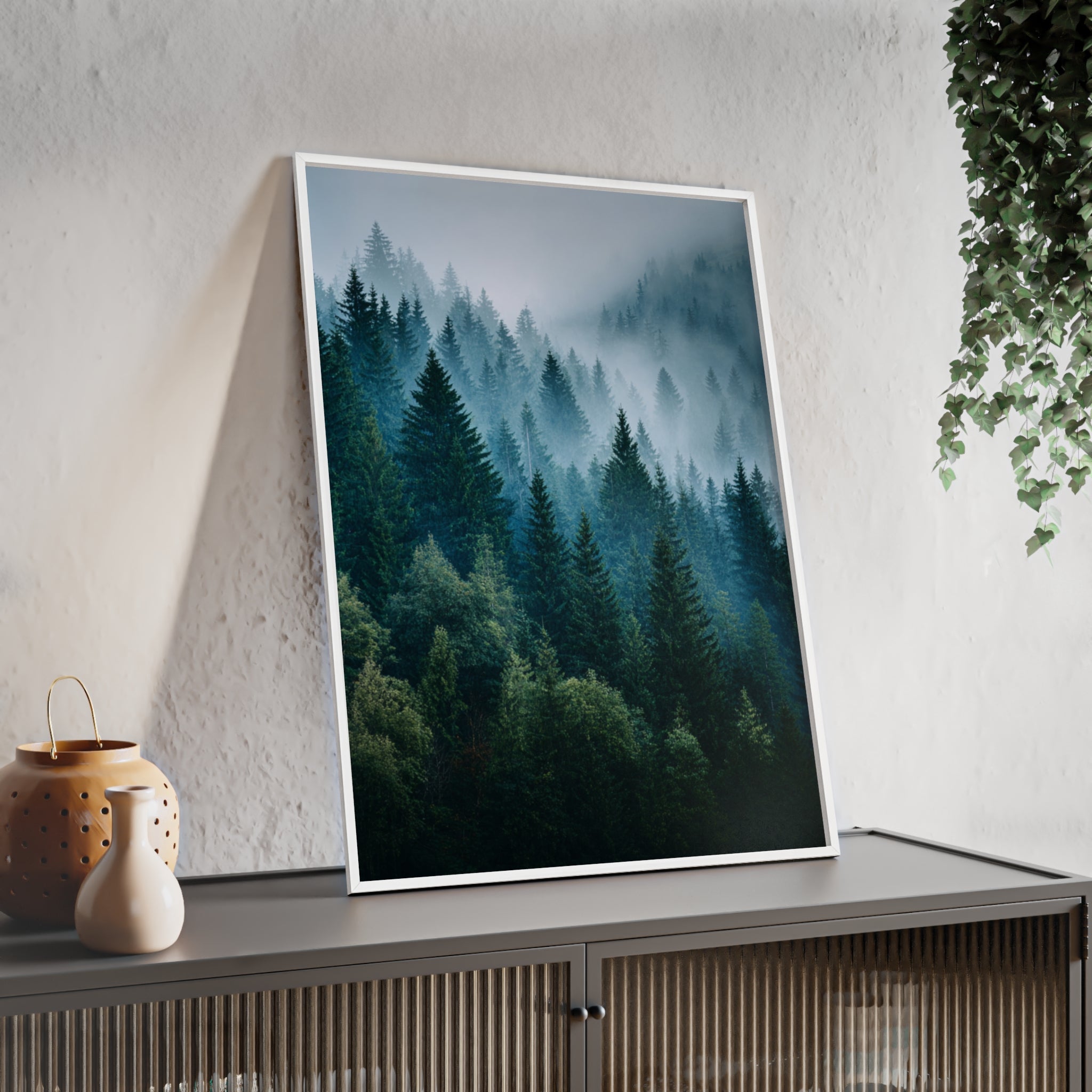 Wooden Frame Poster, Framed Art Print, Nature Wall Décor, Forest Landscape Art, Home Decor Gift, Rustic Bedroom Artwork