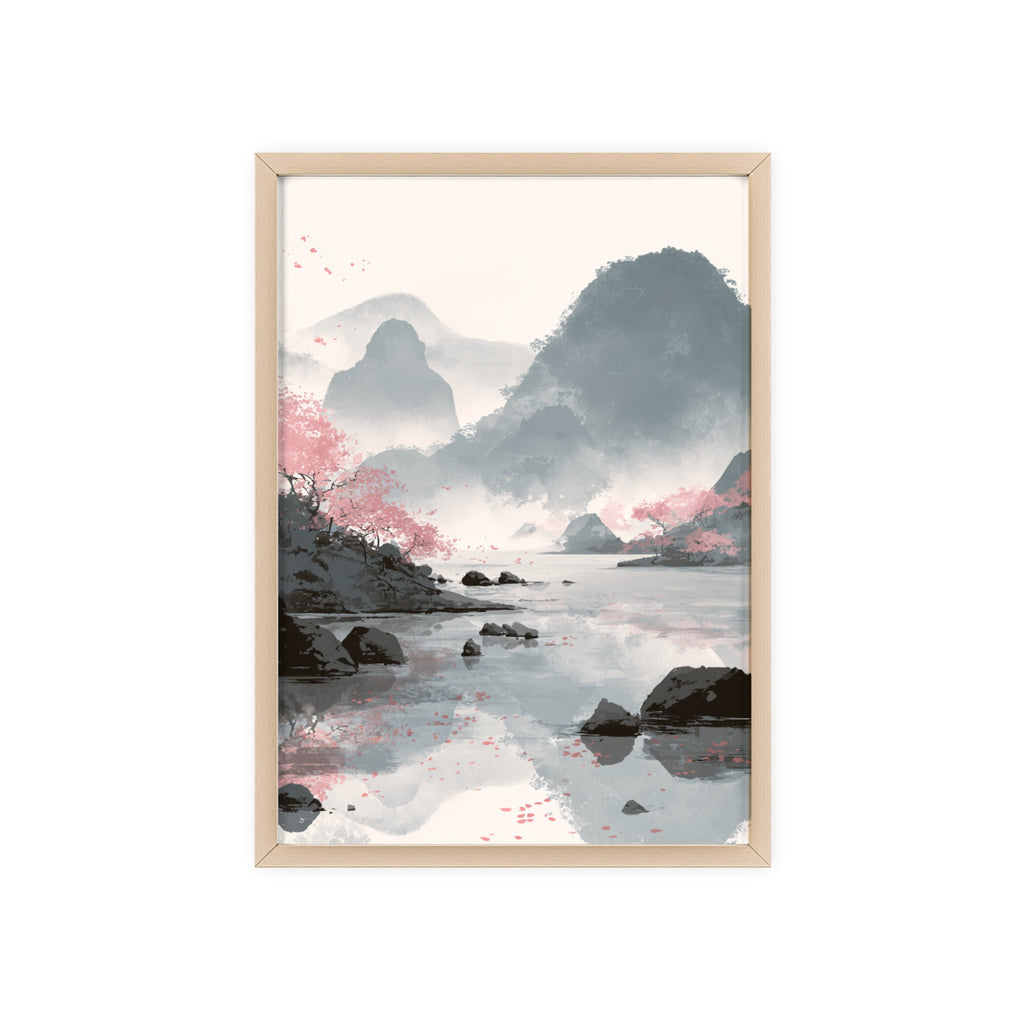 Magische Kirschblüten Landschaft Poster | Japanische Wanddeko, Kunstdruck für Wohnzimmer und Büro, Poster Wanddeko