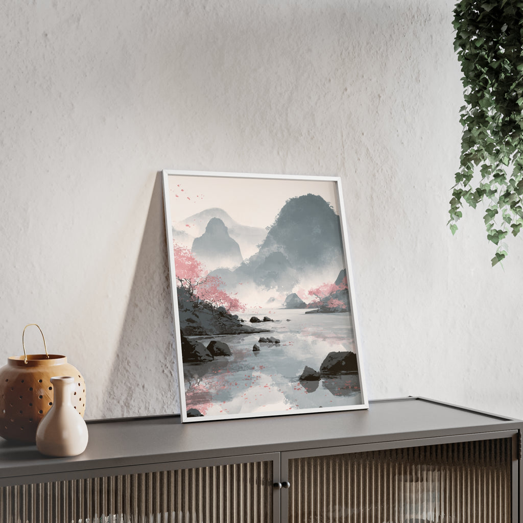 Magische Kirschblüten Landschaft Poster | Japanische Wanddeko, Kunstdruck für Wohnzimmer und Büro, Poster Wanddeko