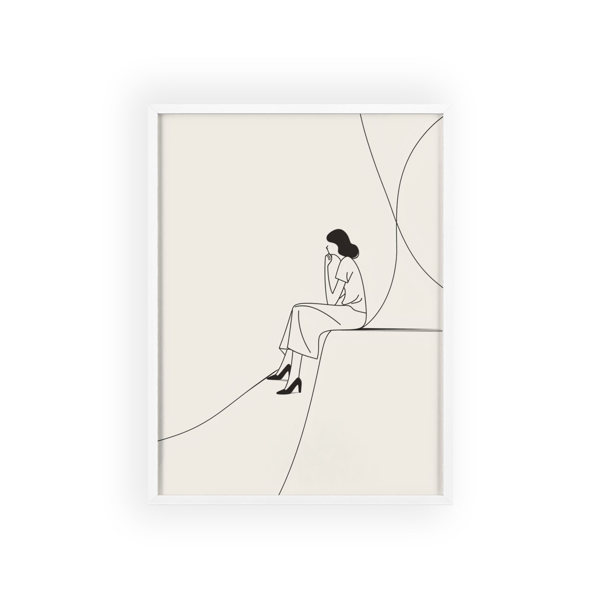 Minimalist Framed Art Print, Modern Wall Decor, Female Line Drawing, Elegant Home Art, Gift for Her