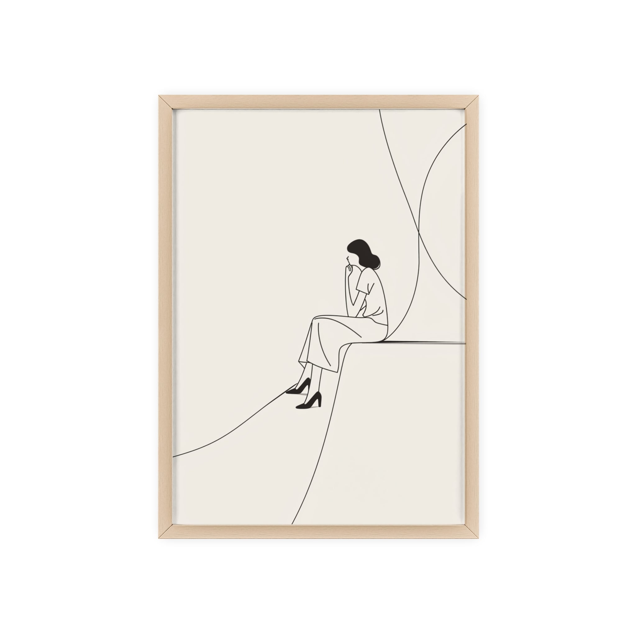 Minimalist Framed Art Print, Modern Wall Decor, Female Line Drawing, Elegant Home Art, Gift for Her