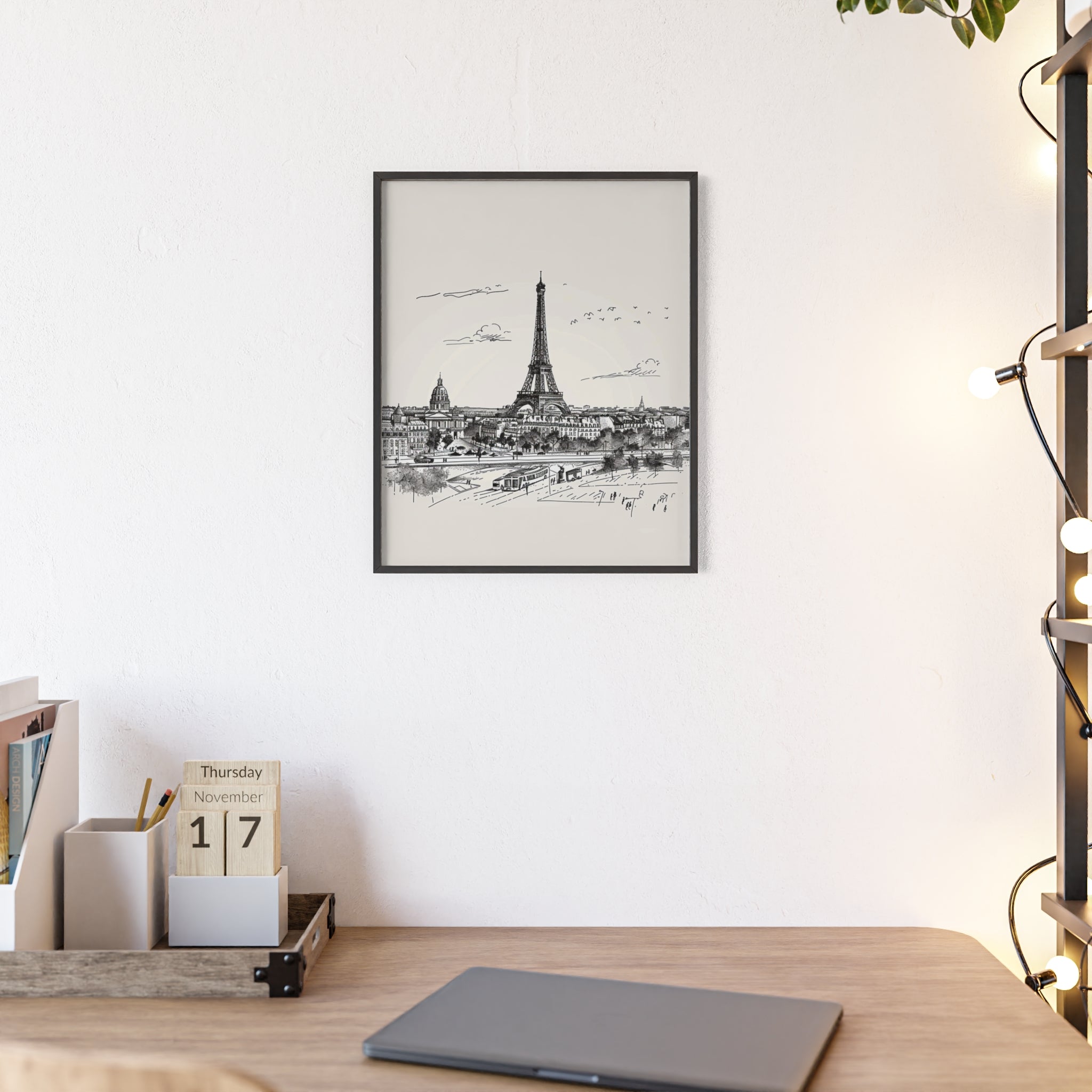 Eiffel Tower Framed Art, Elegant Wall Decor, Vintage Paris Print, Home Decoration, Gift for Travel Lovers, Romantic Room Artwork