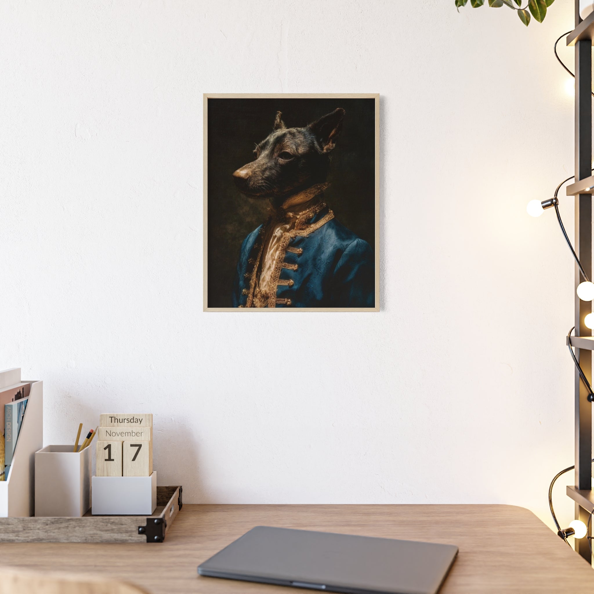 Elegant Framed Dog Portrait, Stylish Wall Decor for Dog Lovers, Unique Gift for Pet Owners, Home Decoration, Modern Art