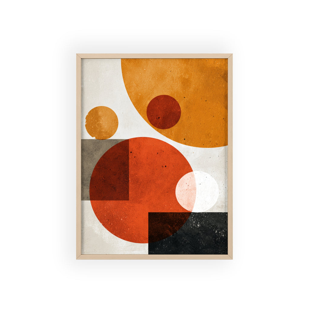 Abstraktes Geometrisches Kunstposter im Holzrahmen | Moderne Wanddeko, Minimalistisches Wohnzimmer & Büro, Boho Wandkunst