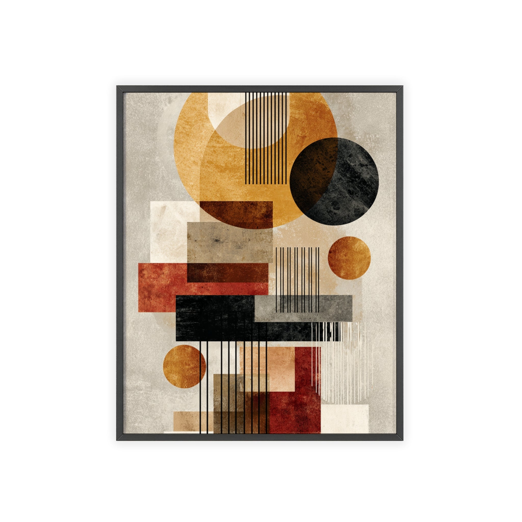 Boho Poster im Holzrahmen | Moderne Boho Wandkunst, Geometrische Wohnraumdeko, Geschenk für Kunstliebhaber, Abstraktes Design
