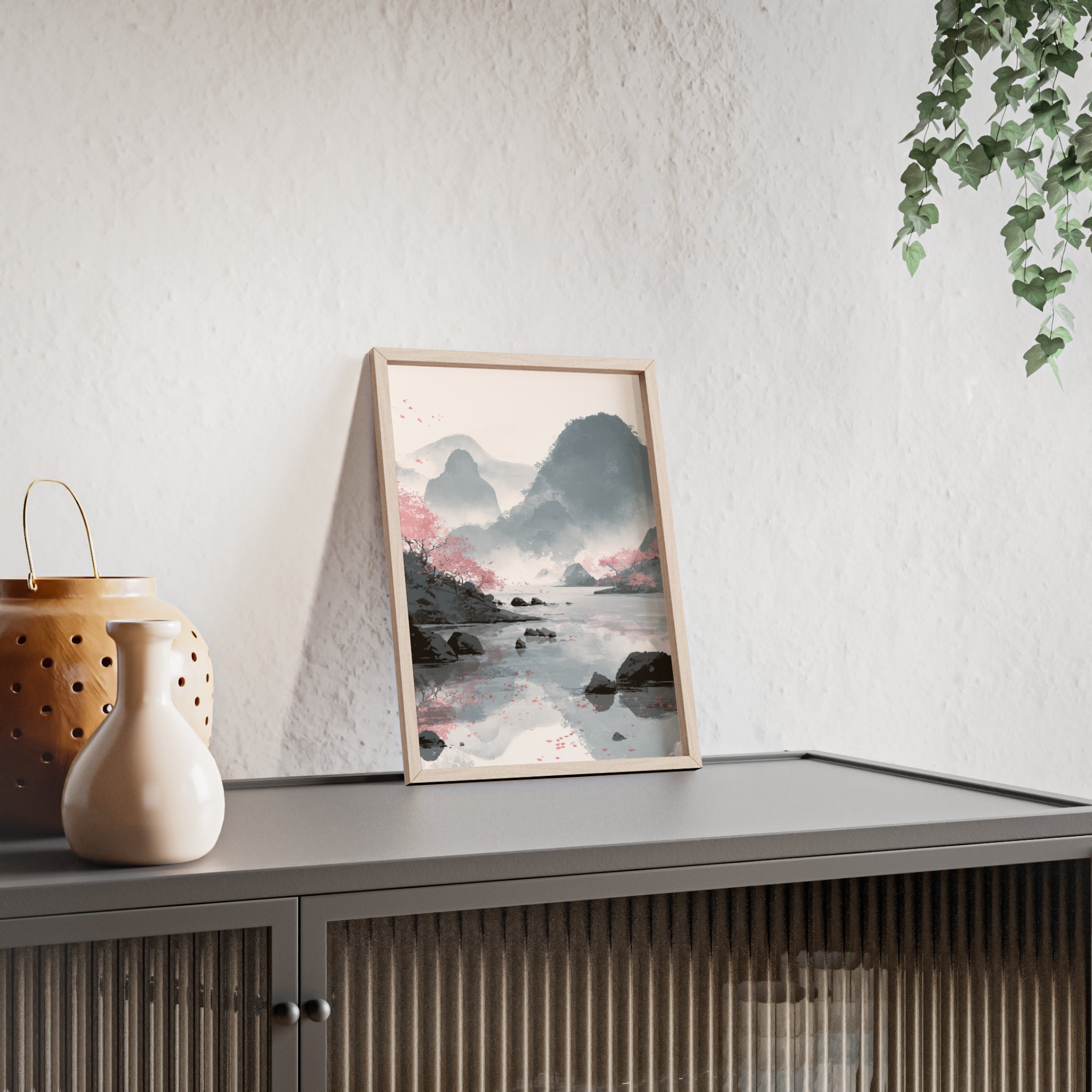 Magische Kirschblüten Landschaft Poster | Japanische Wanddeko, Kunstdruck für Wohnzimmer und Büro, Poster Wanddeko