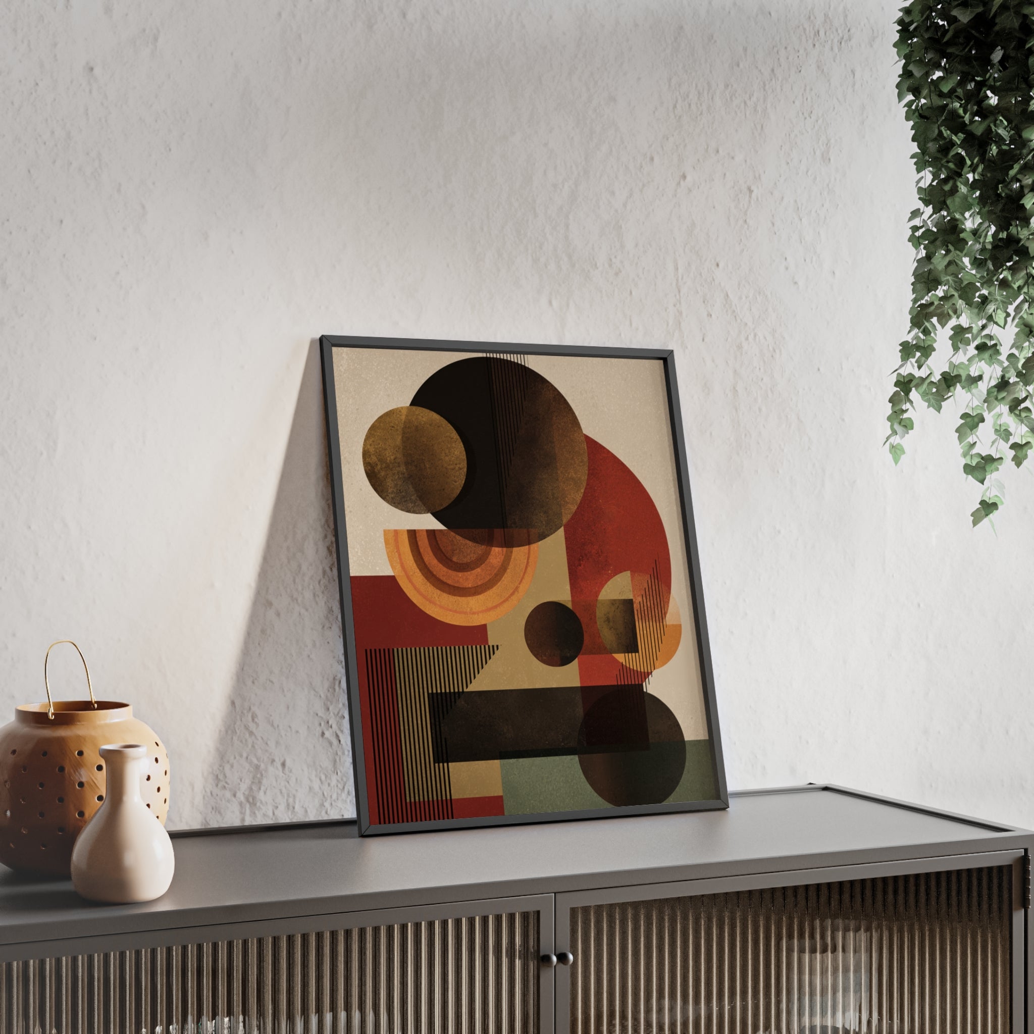 Künstlerisches Geometrisches Poster im Holzrahmen | Moderne Wohnraumdeko, Wandkunst, Geschenk für Kunstliebhaber, Minimalistische Kunst