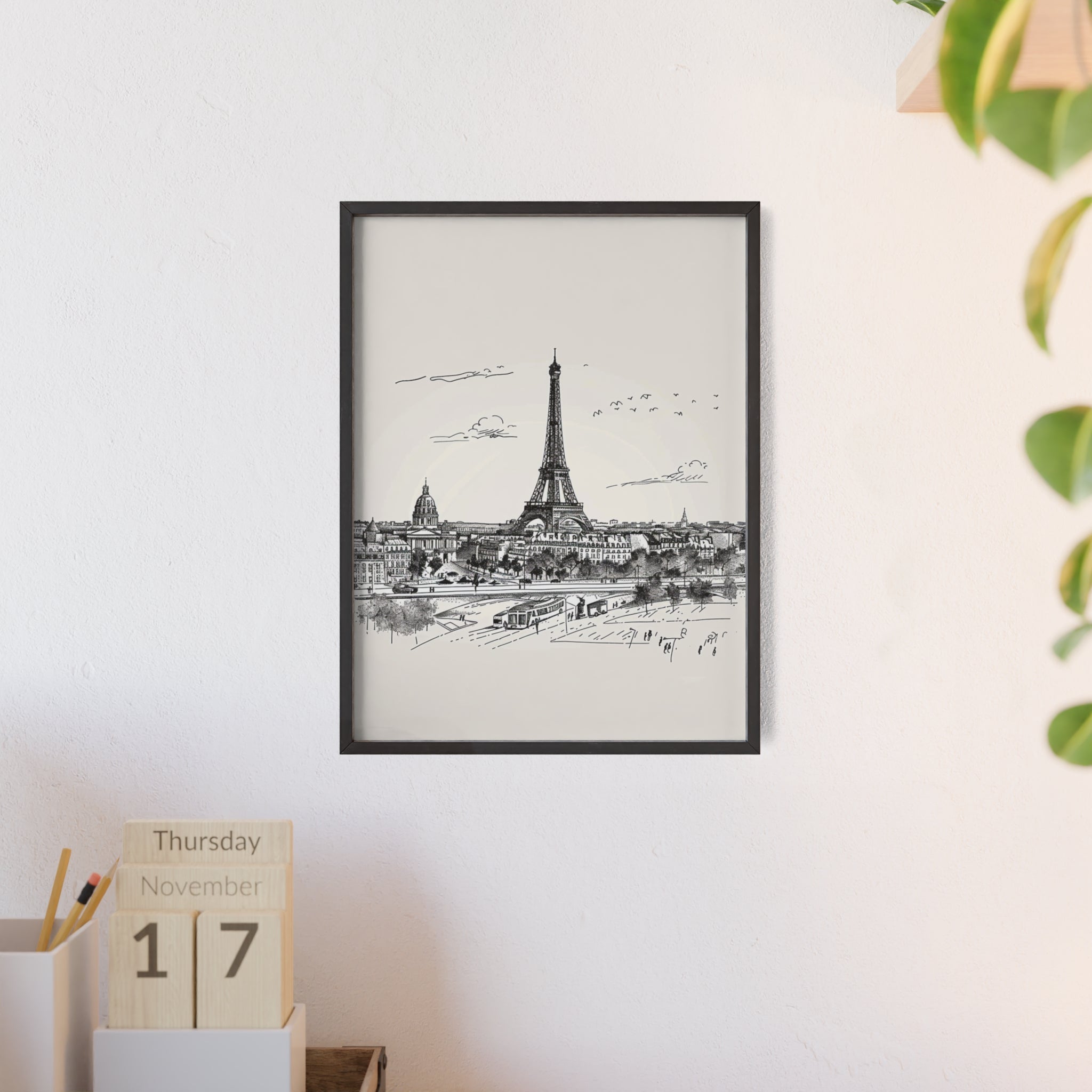 Eiffel Tower Framed Art, Elegant Wall Decor, Vintage Paris Print, Home Decoration, Gift for Travel Lovers, Romantic Room Artwork