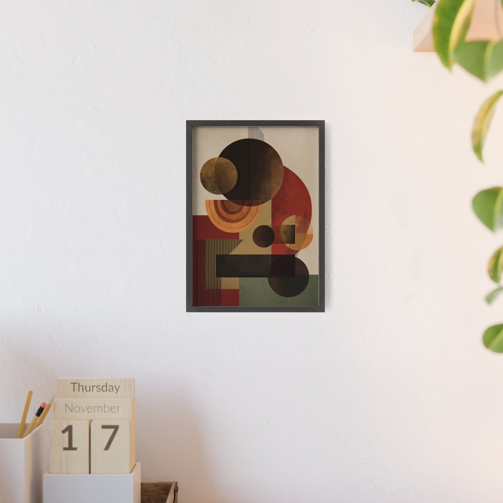 Künstlerisches Geometrisches Poster im Holzrahmen | Moderne Wohnraumdeko, Wandkunst, Geschenk für Kunstliebhaber, Minimalistische Kunst