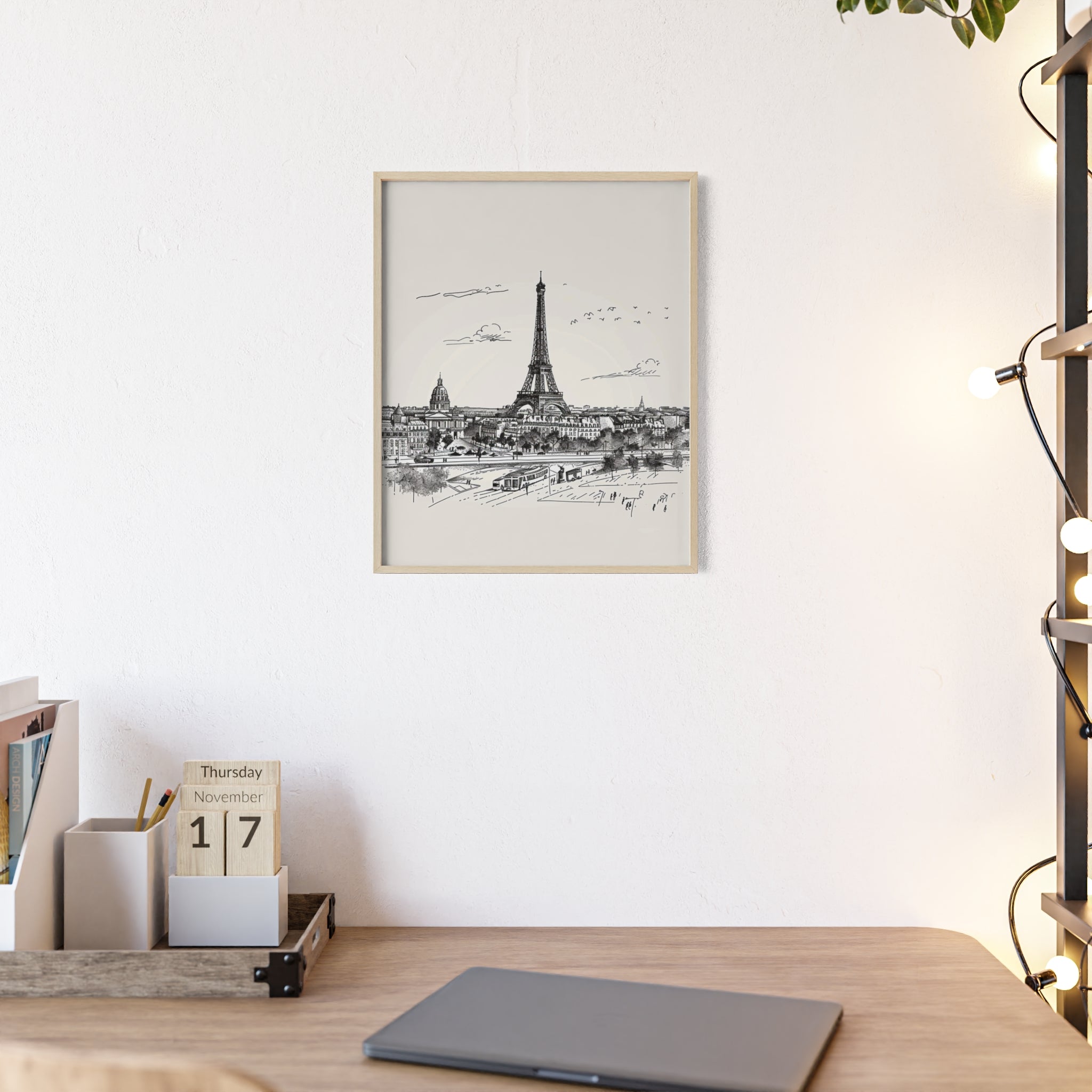 Eiffel Tower Framed Art, Elegant Wall Decor, Vintage Paris Print, Home Decoration, Gift for Travel Lovers, Romantic Room Artwork
