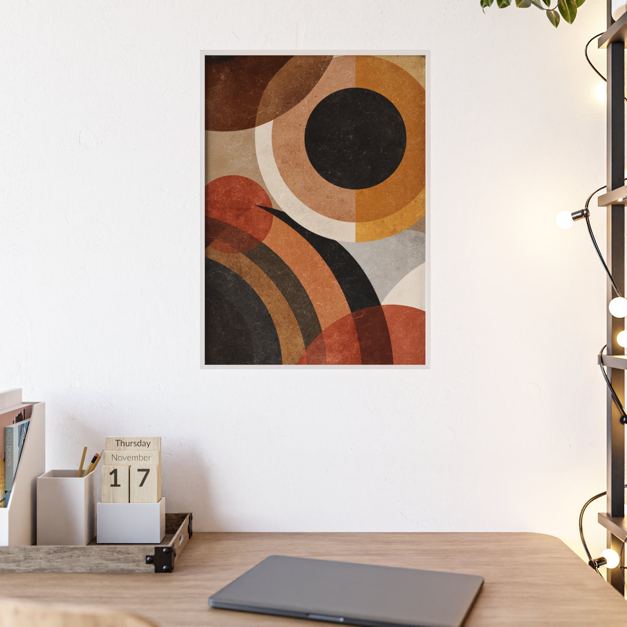 Modernes Geometrisches Kunstposter | Abstrakte Wanddeko, Gerahmte Wohnraumkunst, Minimalistisches Poster für Wohnzimmer, Stilvolles Geschenk