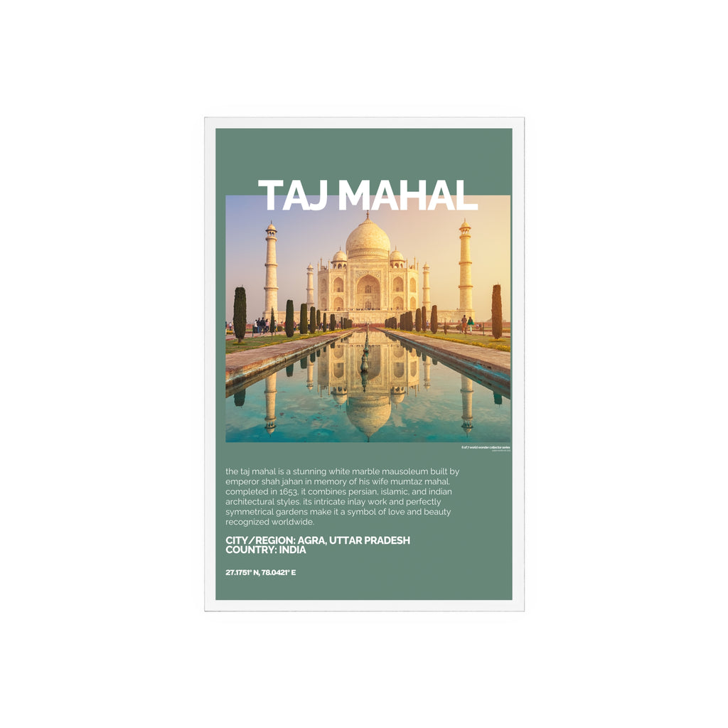 Taj Mahal Acrylschild mit Holzständer | Sammlerstück & Geschenk - World Wonder Collector Series