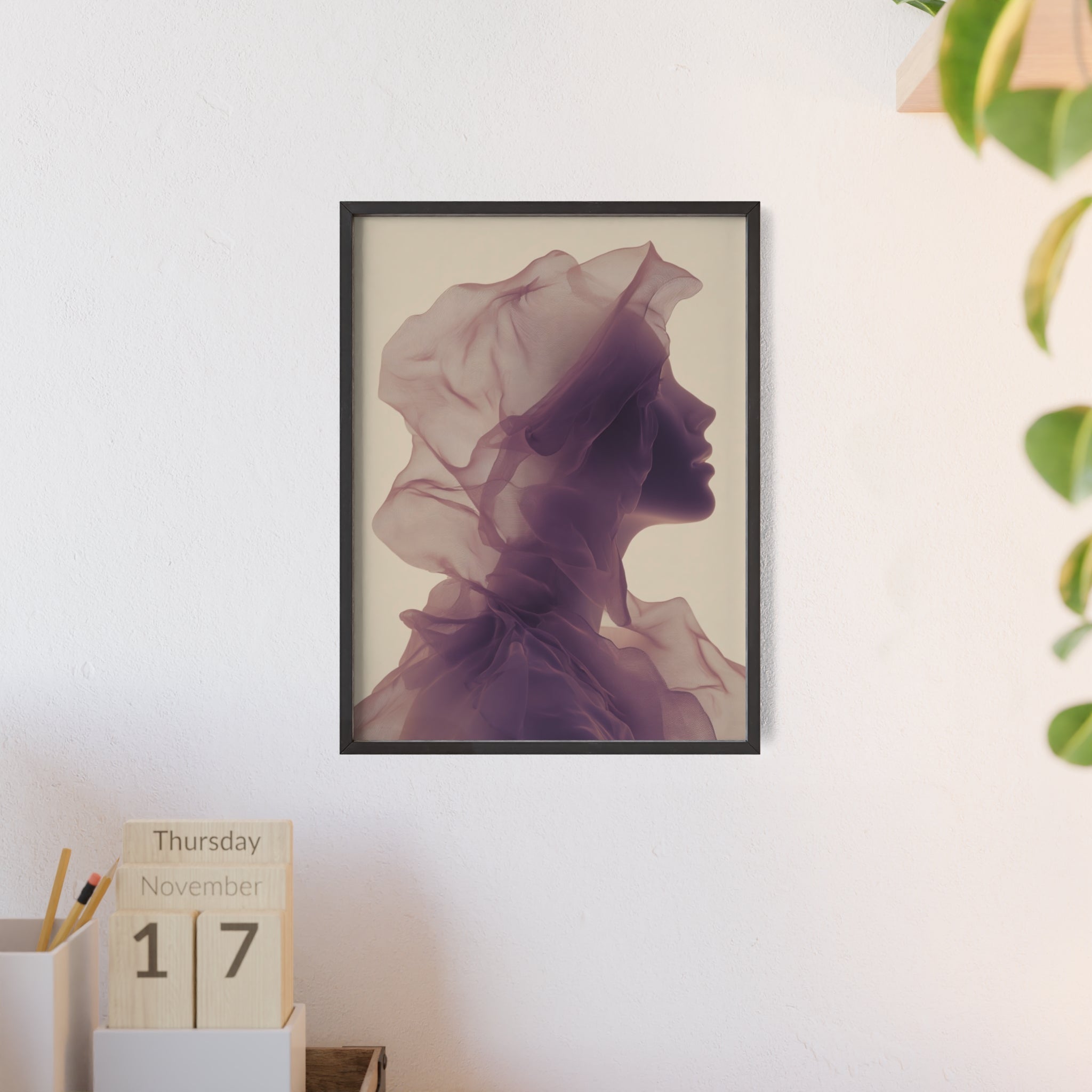 Between Dreams and Skin | Futuristisches Boho Kunstposter im Holzrahmen | Moderne Wanddeko für Wohnzimmer, Schlafzimmer & Büro