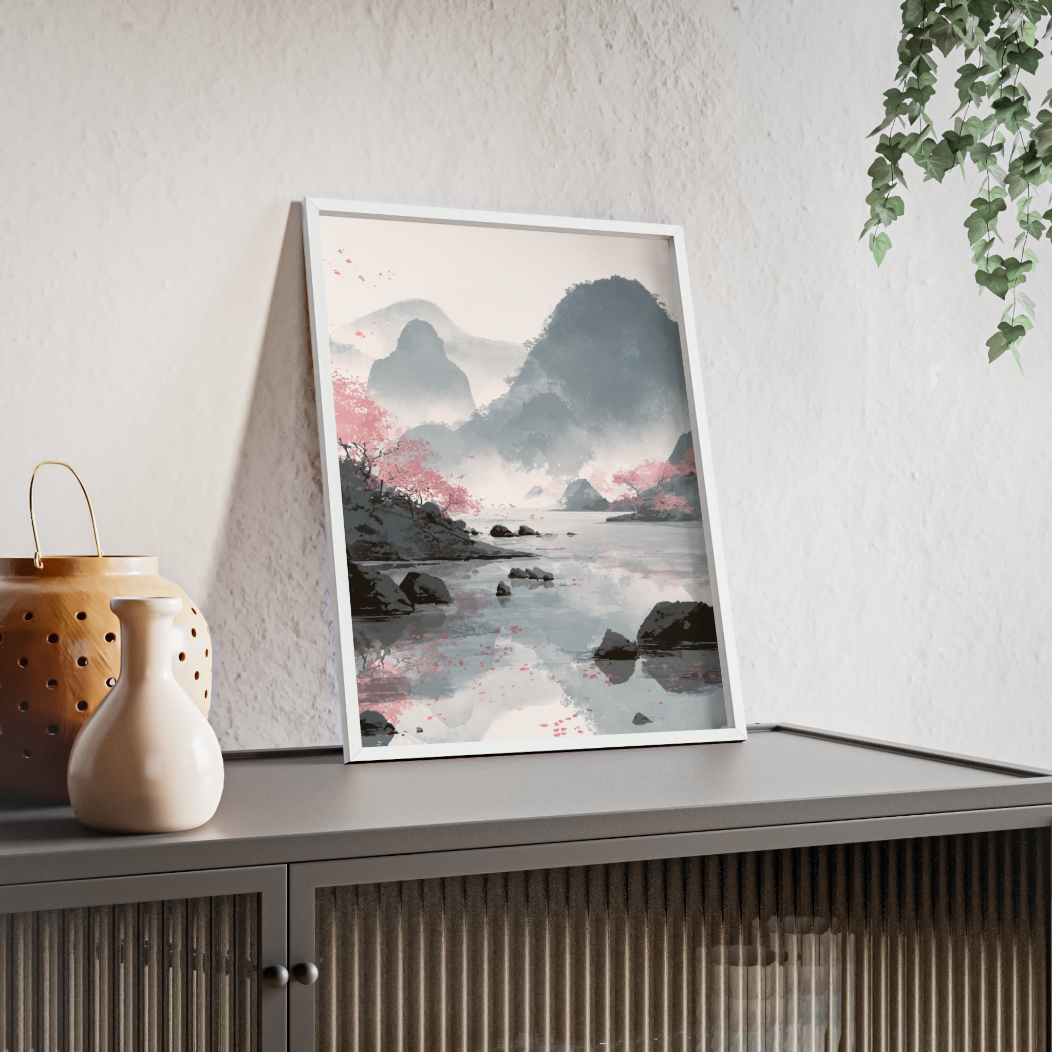 Magische Kirschblüten Landschaft Poster | Japanische Wanddeko, Kunstdruck für Wohnzimmer und Büro, Poster Wanddeko