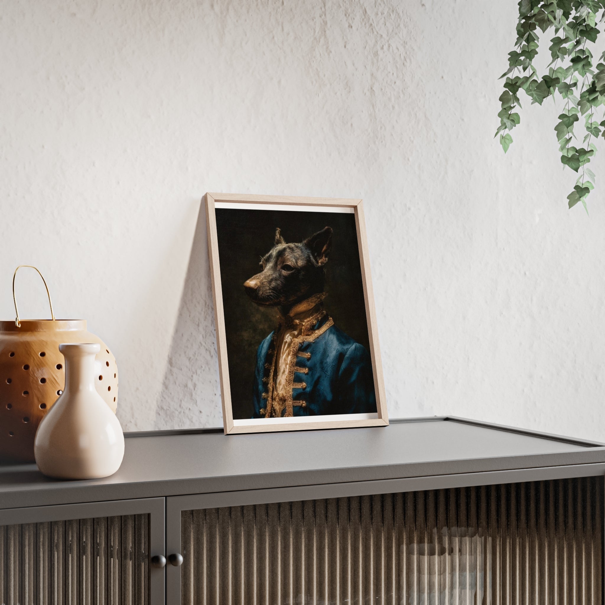 Elegant Framed Dog Portrait, Stylish Wall Decor for Dog Lovers, Unique Gift for Pet Owners, Home Decoration, Modern Art