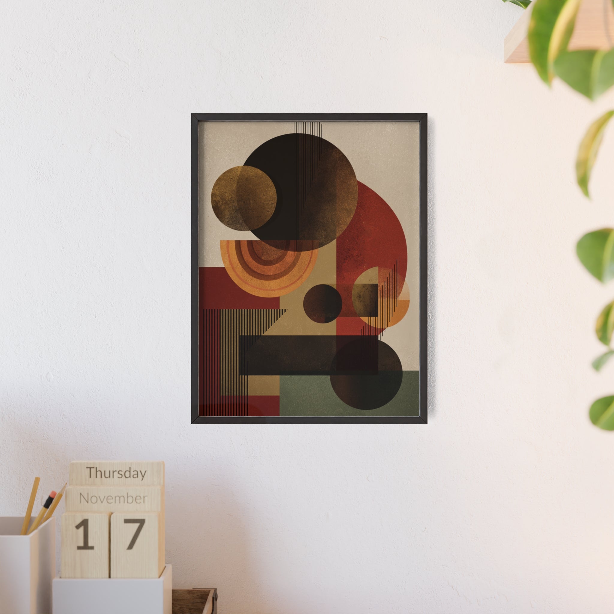 Künstlerisches Geometrisches Poster im Holzrahmen | Moderne Wohnraumdeko, Wandkunst, Geschenk für Kunstliebhaber, Minimalistische Kunst