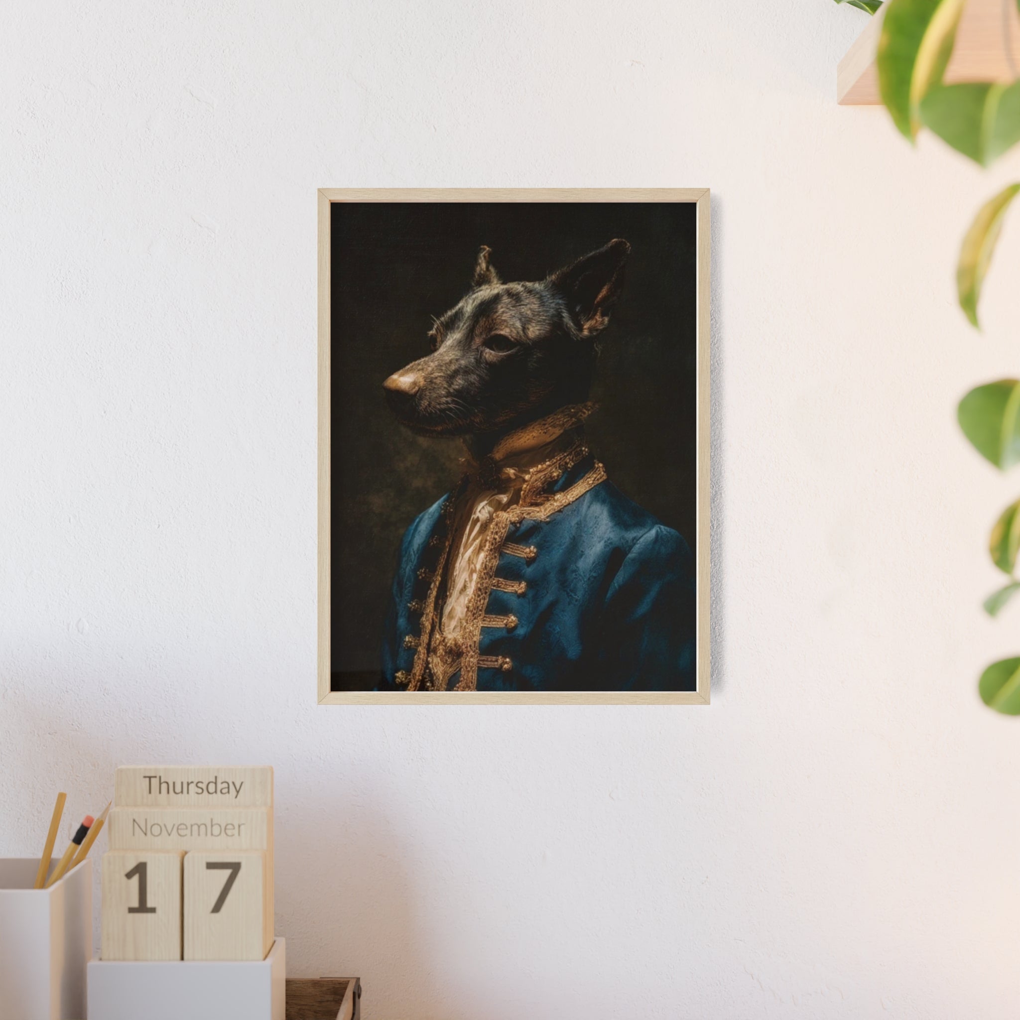 Elegant Framed Dog Portrait, Stylish Wall Decor for Dog Lovers, Unique Gift for Pet Owners, Home Decoration, Modern Art