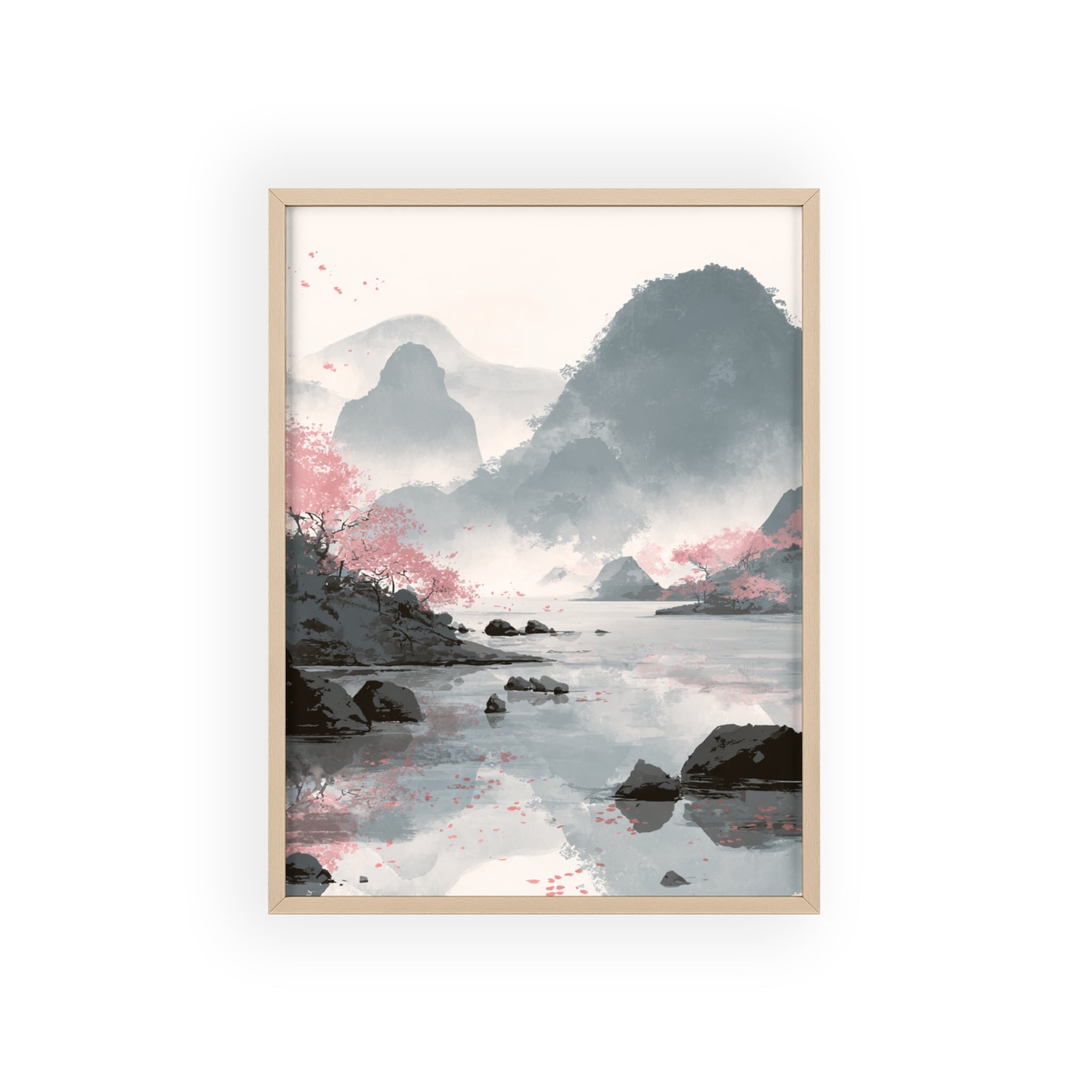 Magische Kirschblüten Landschaft Poster | Japanische Wanddeko, Kunstdruck für Wohnzimmer und Büro, Poster Wanddeko