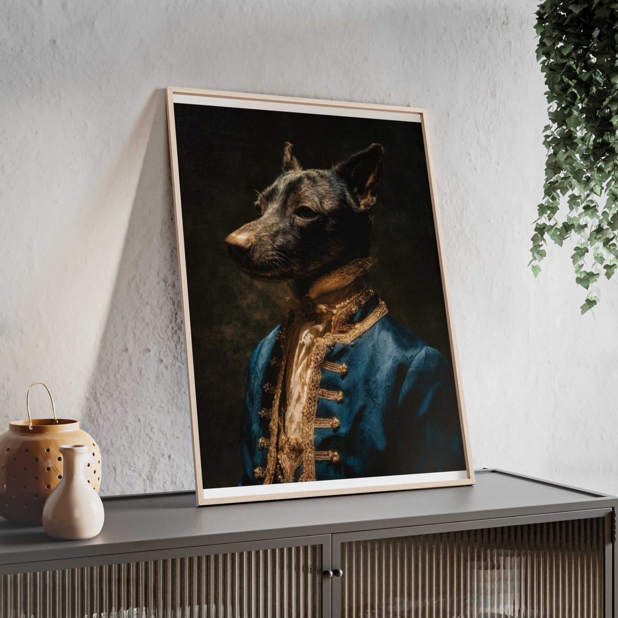Elegant Framed Dog Portrait, Stylish Wall Decor for Dog Lovers, Unique Gift for Pet Owners, Home Decoration, Modern Art
