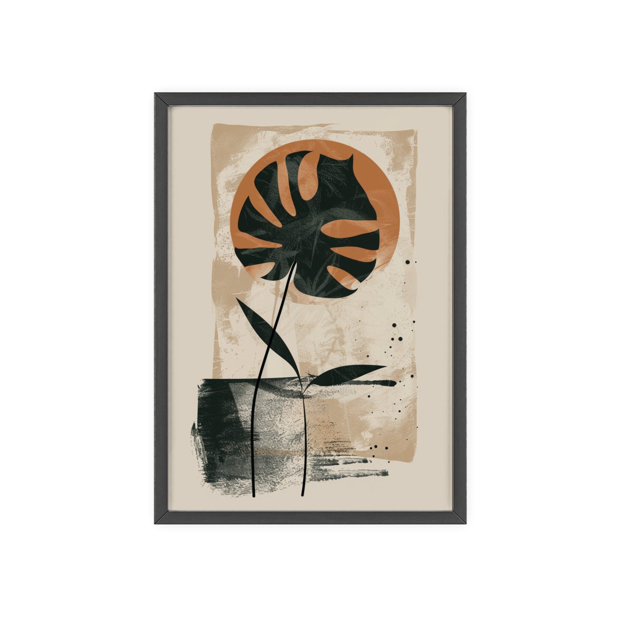 Modern Botanical Art Poster with Wooden Frame, Wall Decor, Minimalist Home Accent, Gift for Plant Lovers, Living Room Decor