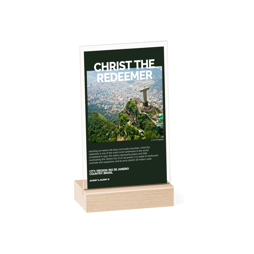 Cristo Redentor Acrylschild mit Holzständer | Sammlerstück & Geschenk - World Wonder Collector Series