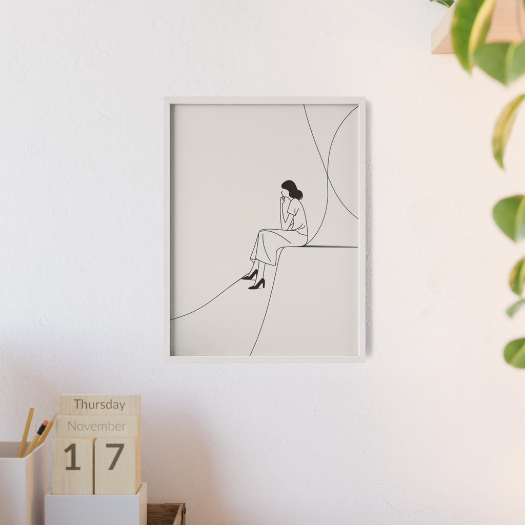 Minimalist Framed Art Print, Modern Wall Decor, Female Line Drawing, Elegant Home Art, Gift for Her