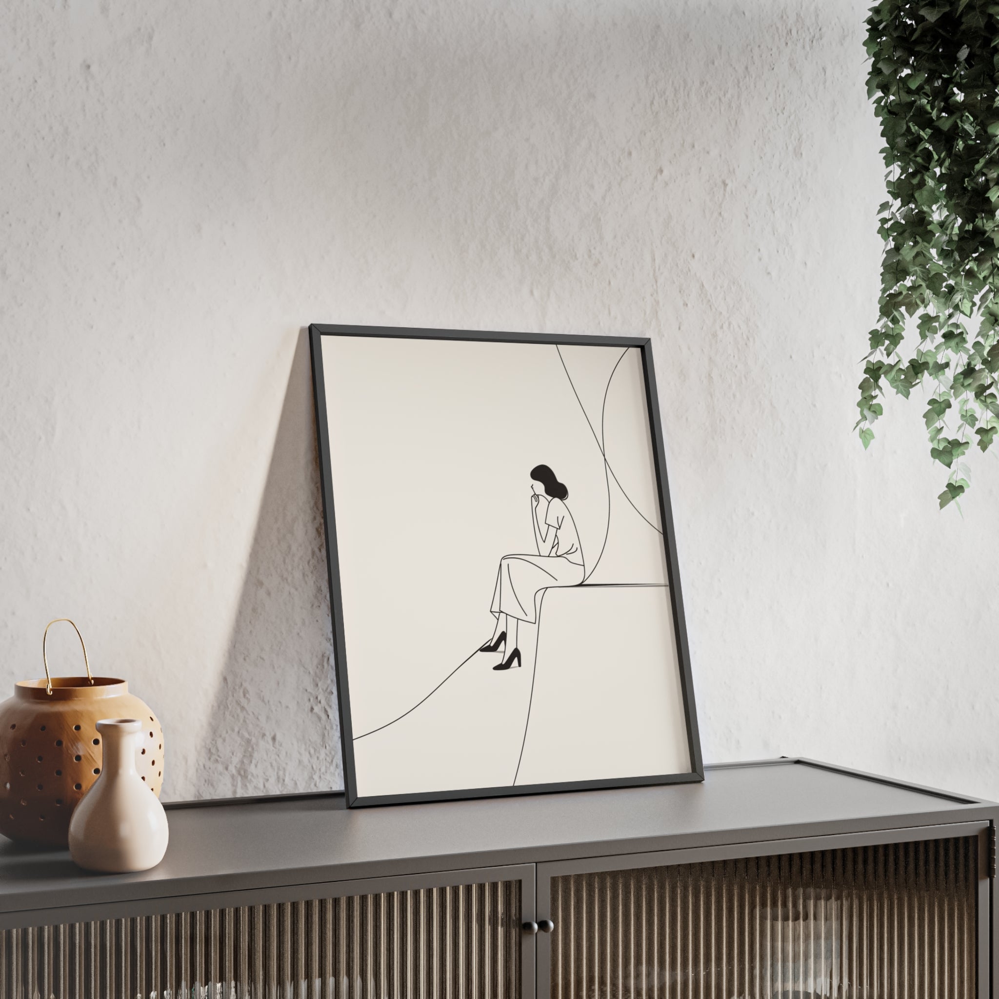 Minimalist Framed Art Print, Modern Wall Decor, Female Line Drawing, Elegant Home Art, Gift for Her
