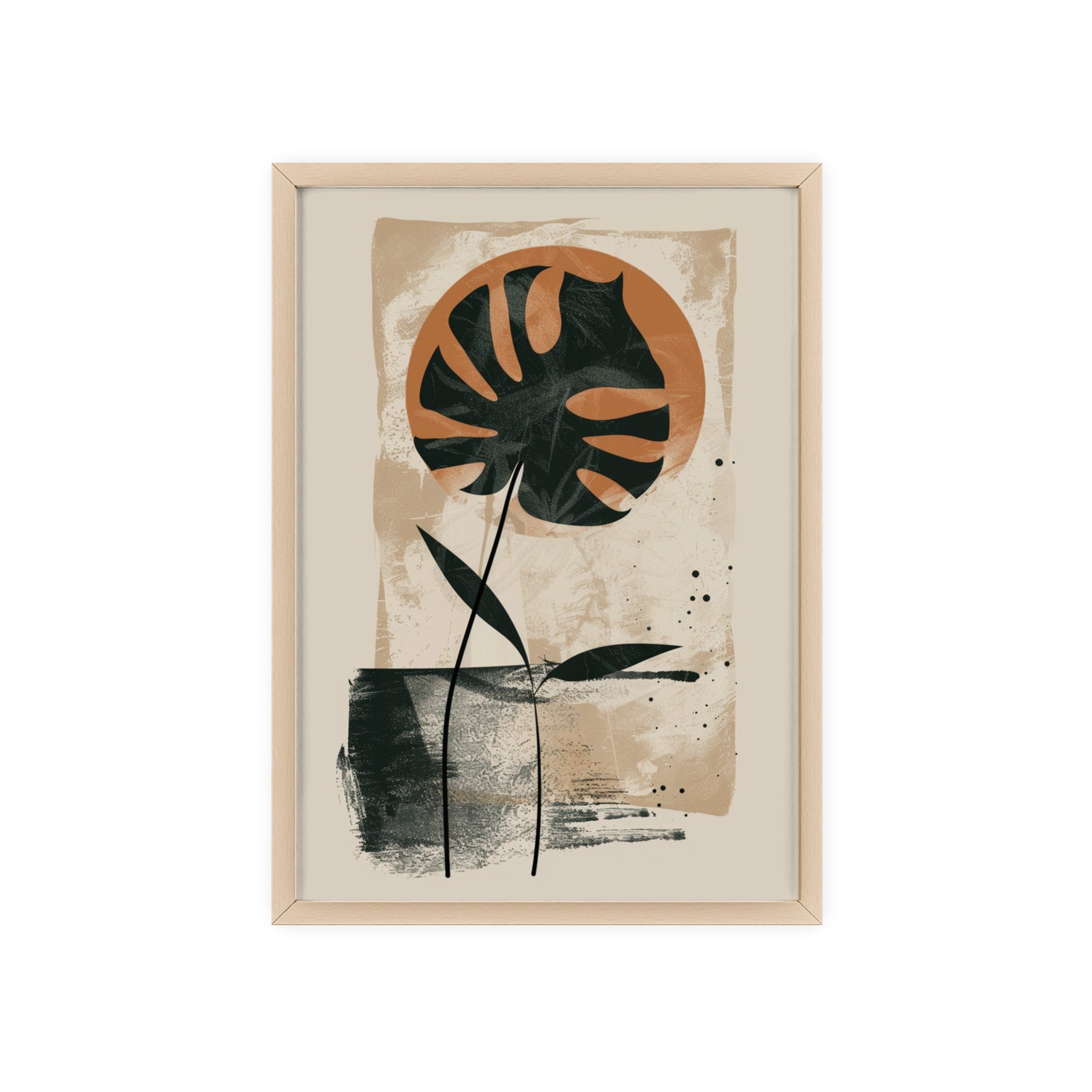 Modern Botanical Art Poster with Wooden Frame, Wall Decor, Minimalist Home Accent, Gift for Plant Lovers, Living Room Decor